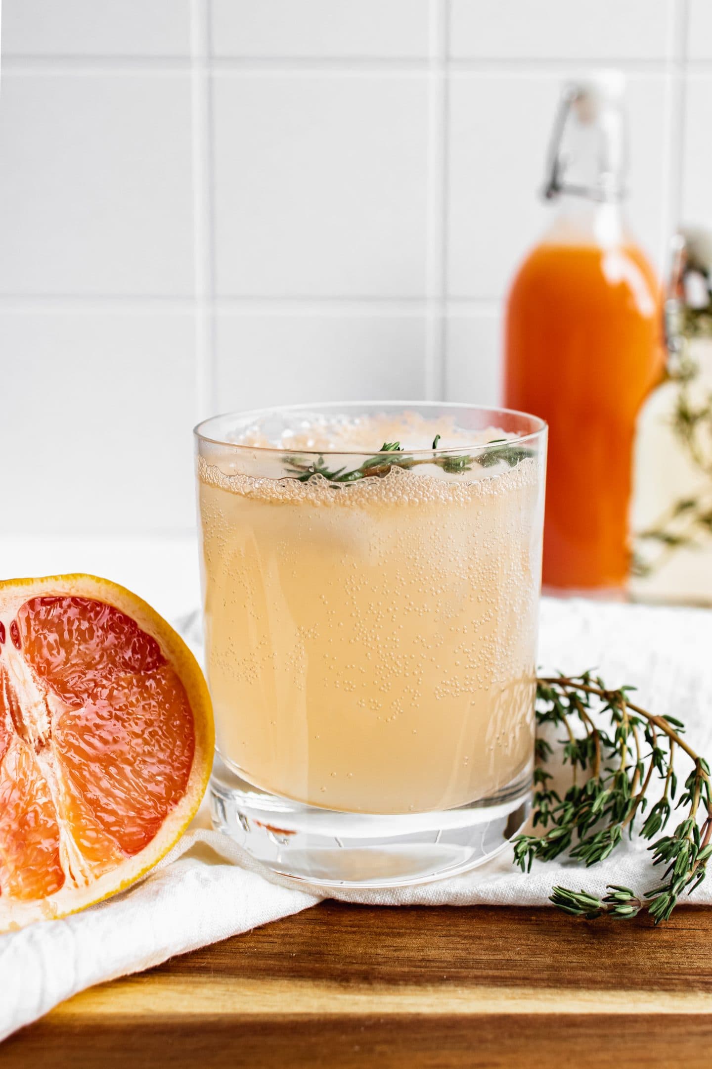 grapefruit cocktail in glass
