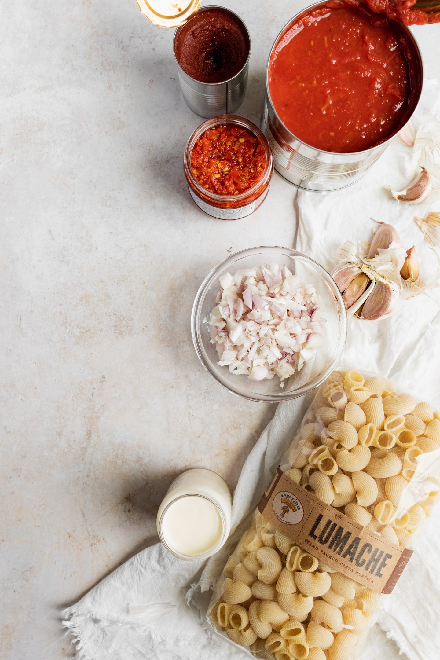 ingredients for spicy rigatoni 