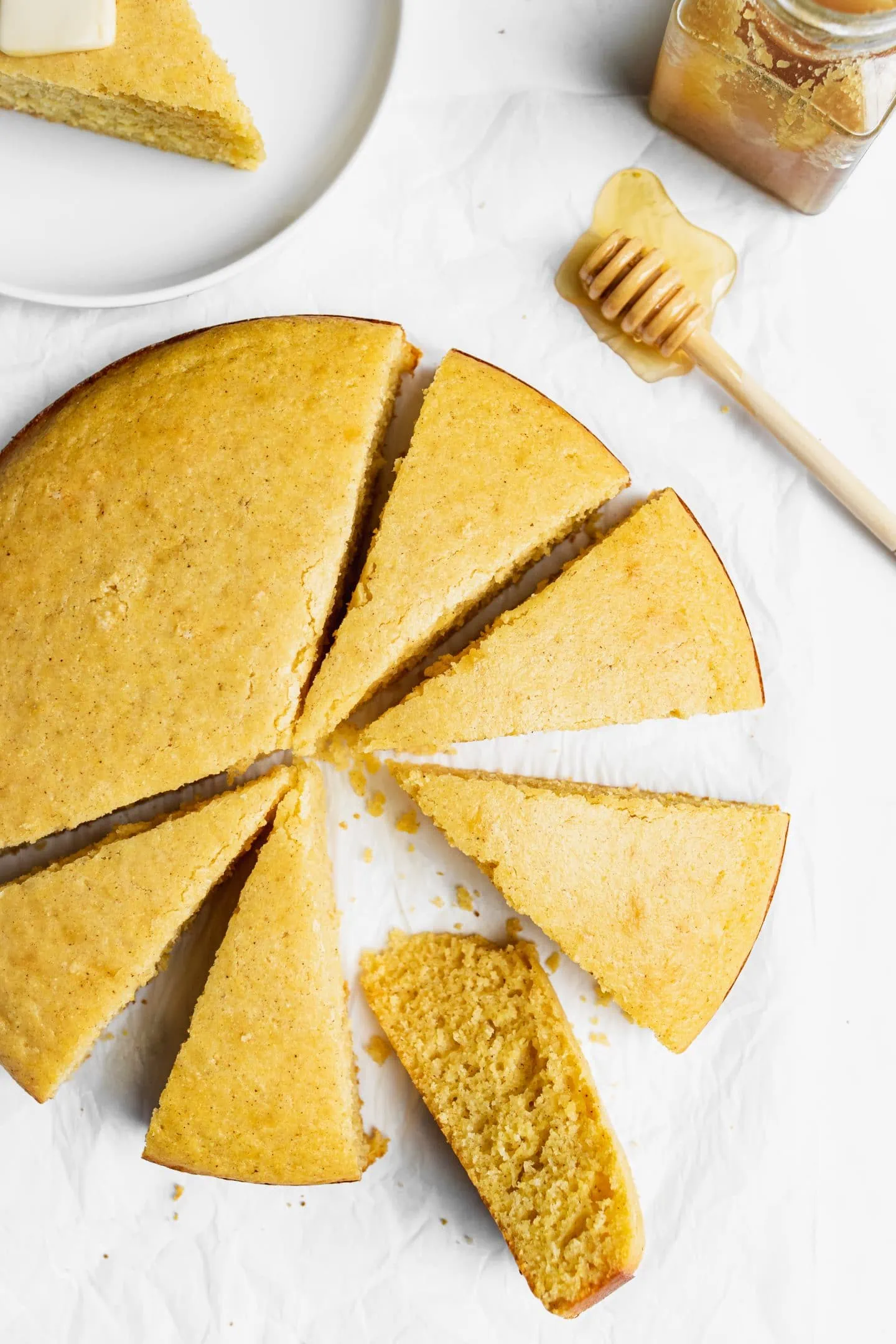 brown butter corn bread cut in pieces