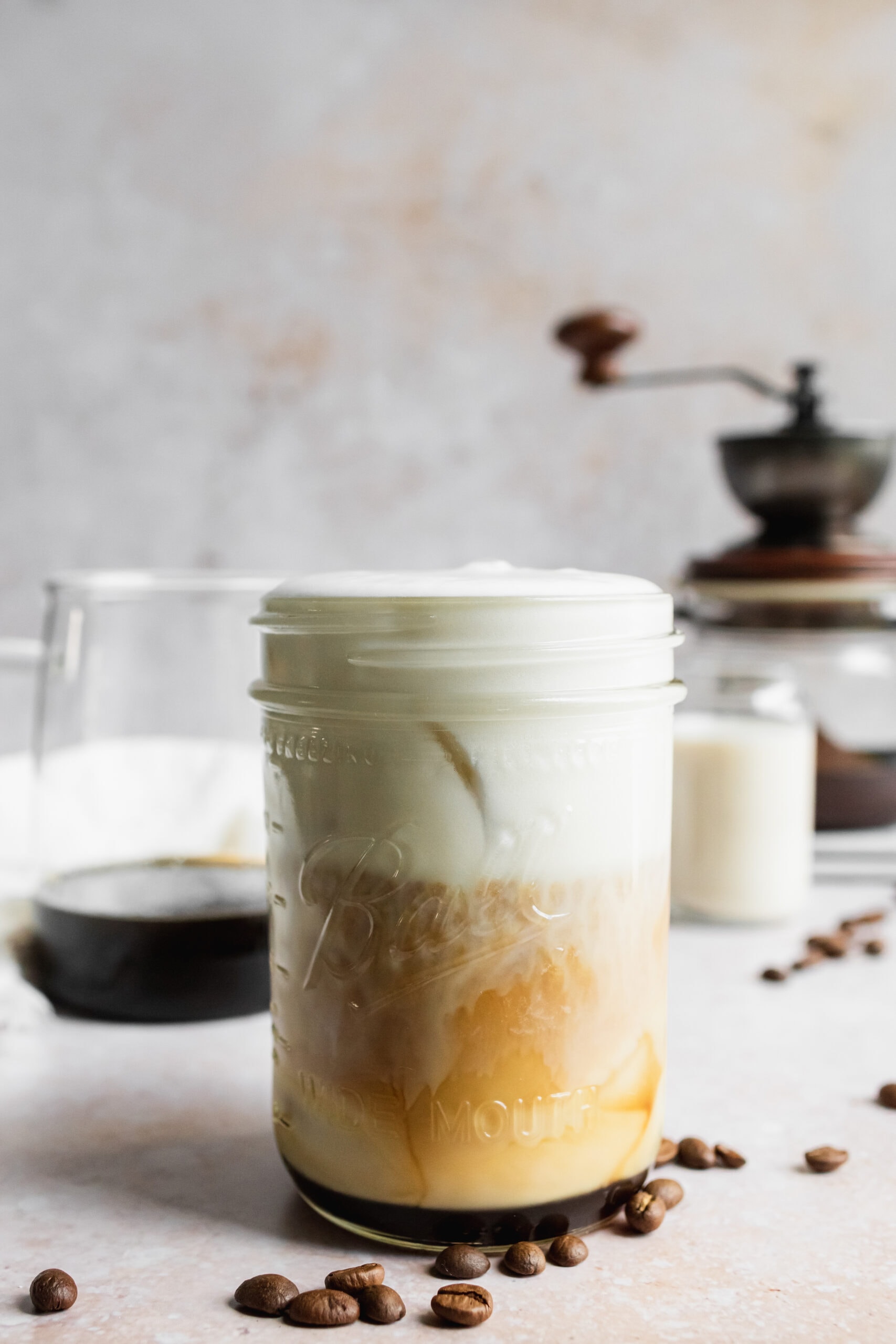 iced latte  Mason jars, Coffee photography, Sugar and spice