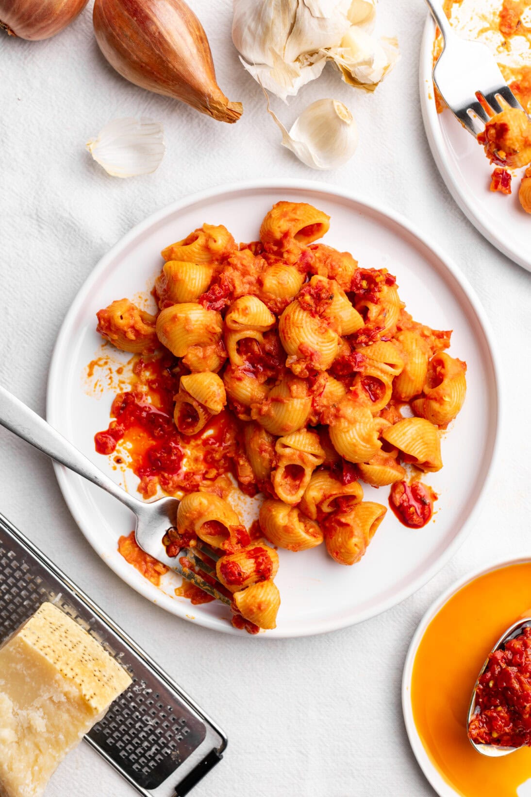 a plate of spicy vodka rigatoni