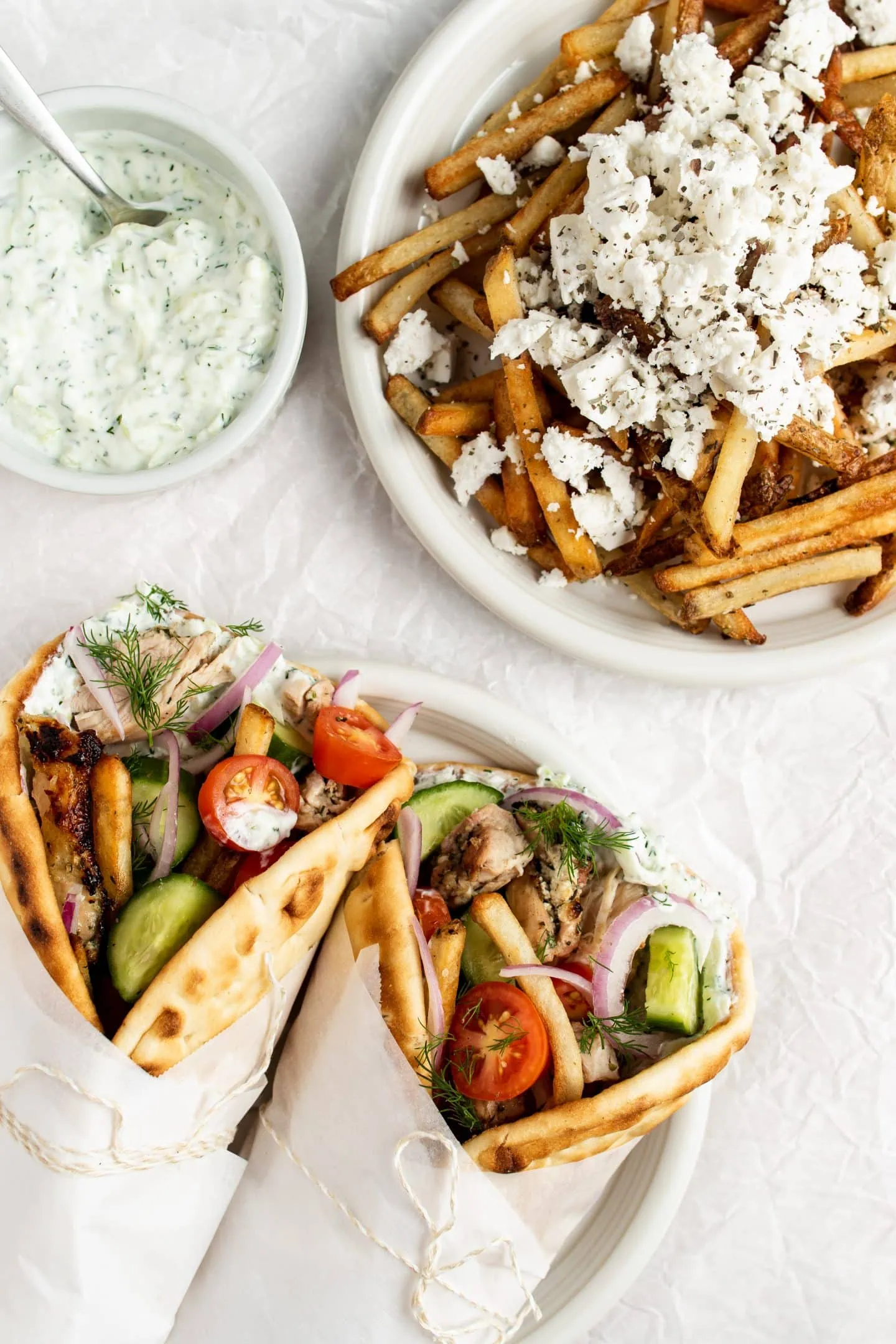 grilled chicken gyro with greek fries