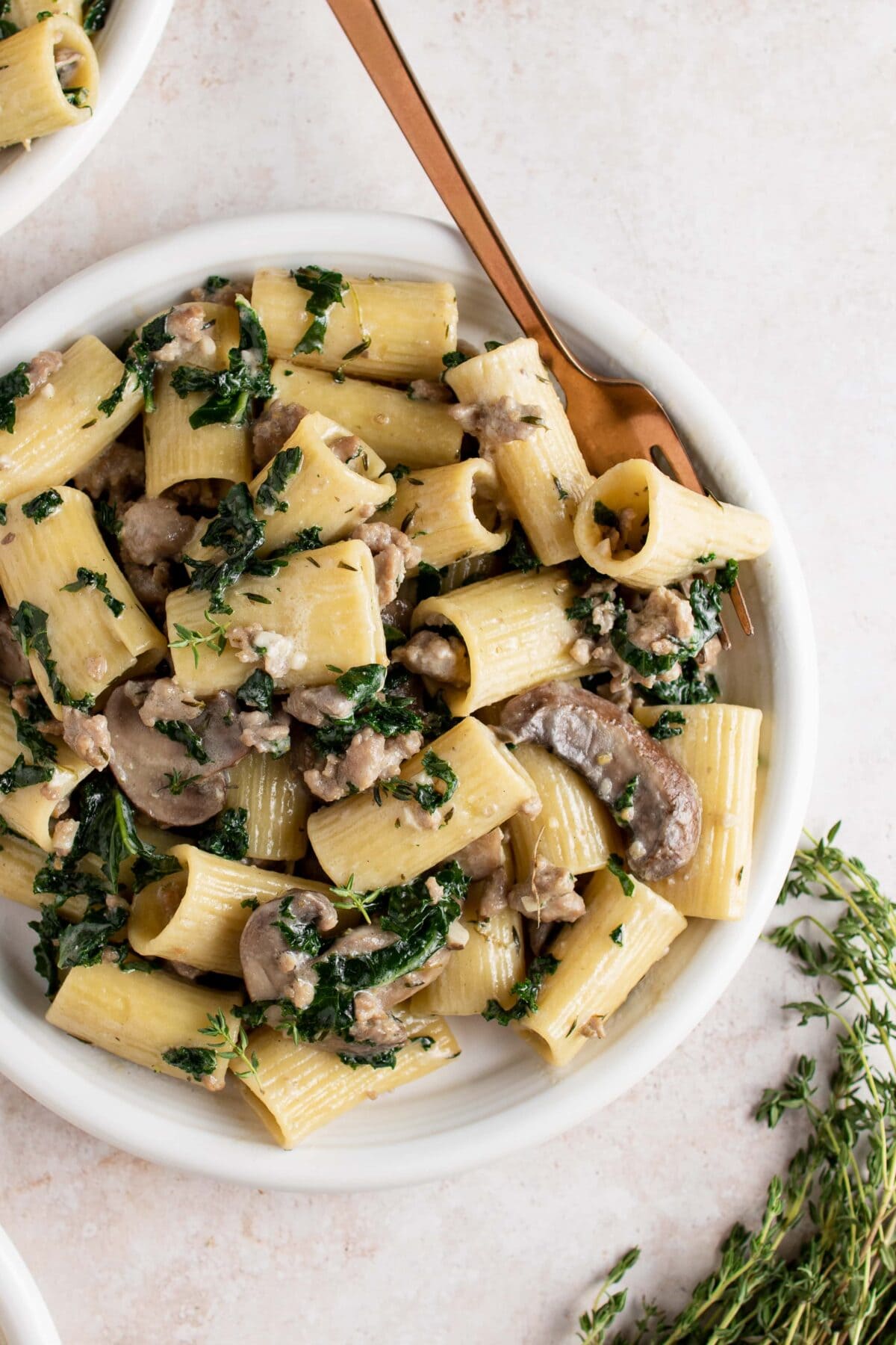 Mushroom Sausage Kale Pasta