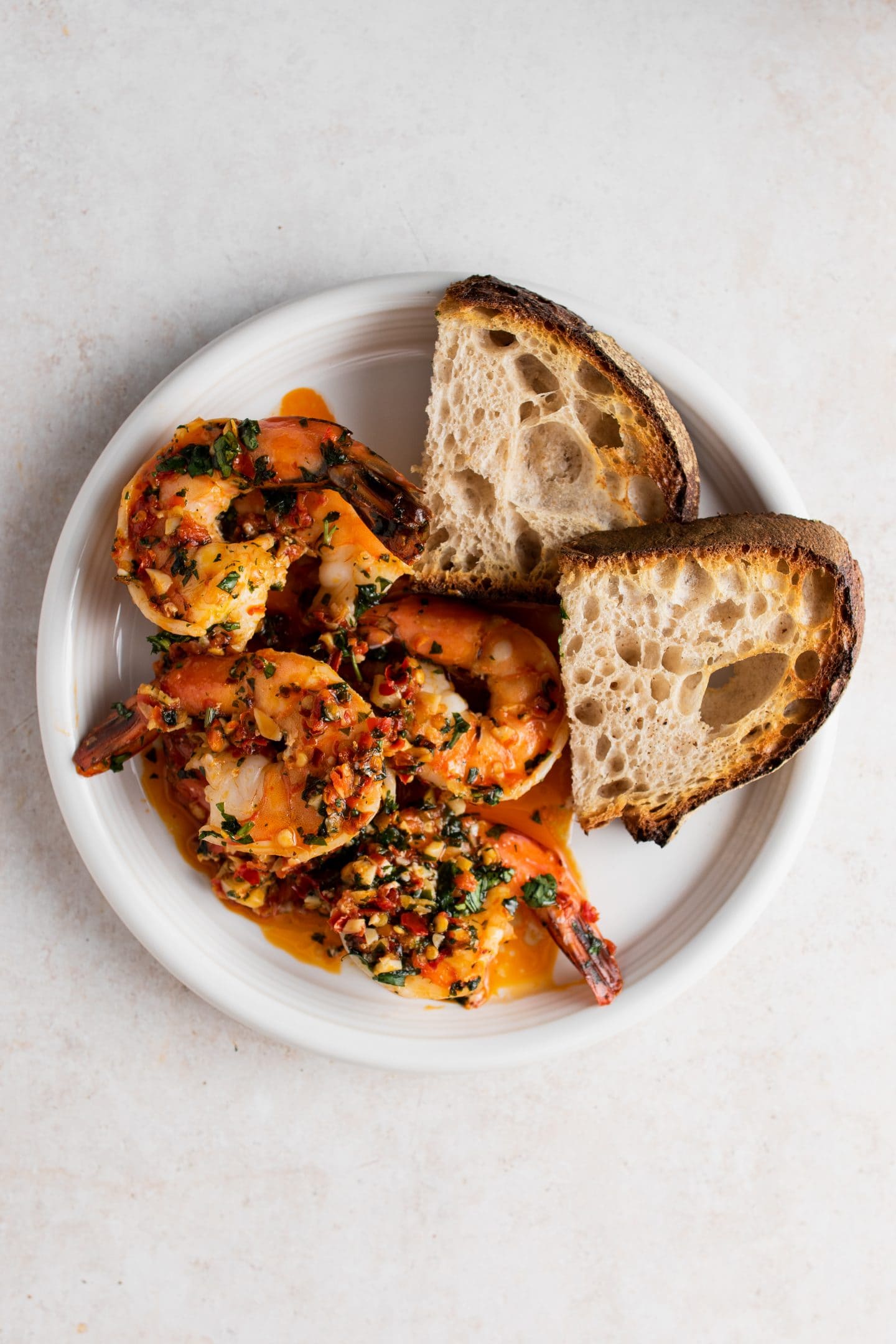 spicy calabrian shrimp on plate