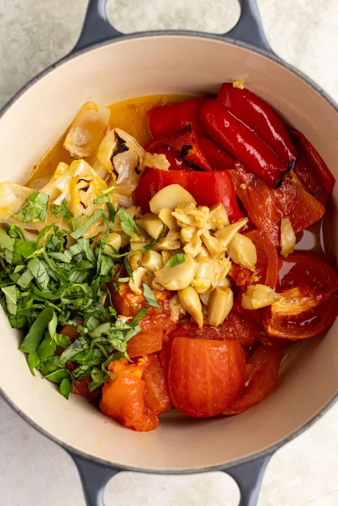ingredients in a pot ready to be blended.