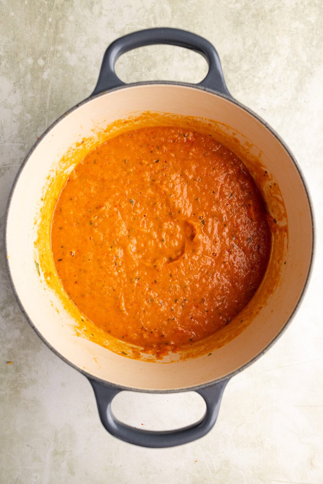 blended roasted red pepper sauce. 