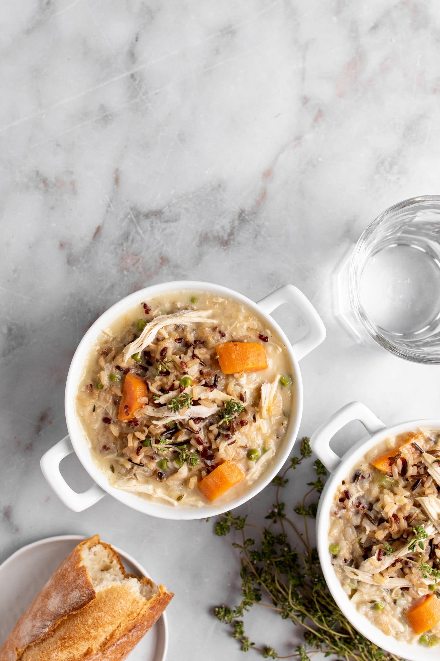 bowls of chicken and wild rice soup