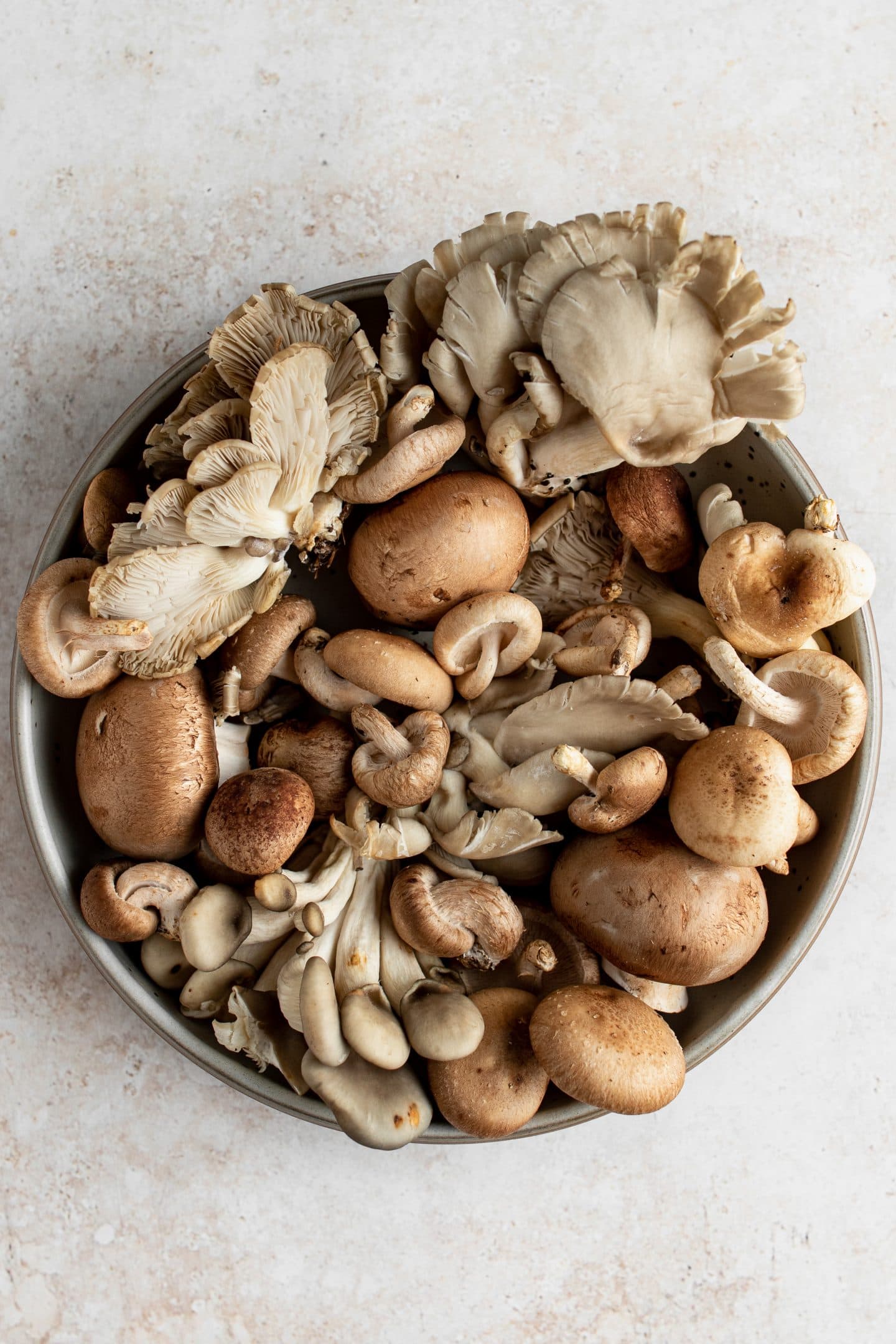 cremini, oyster, and shiitake mushrooms