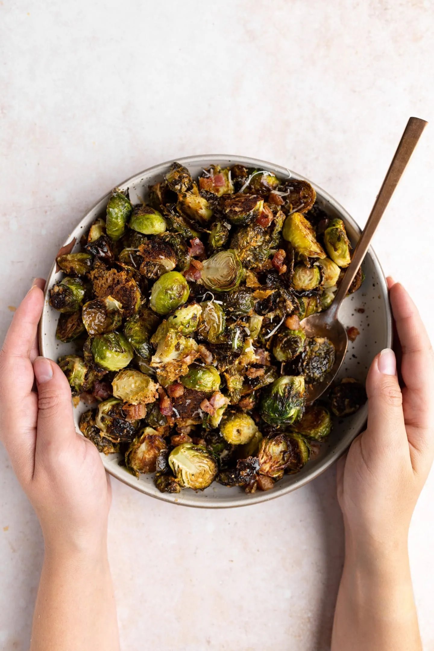 bowl of honey pancetta brussels sprouts