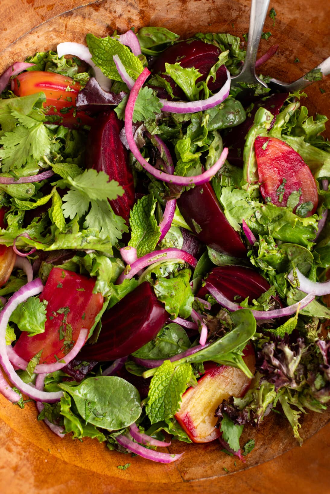 mixed beet salad with greens