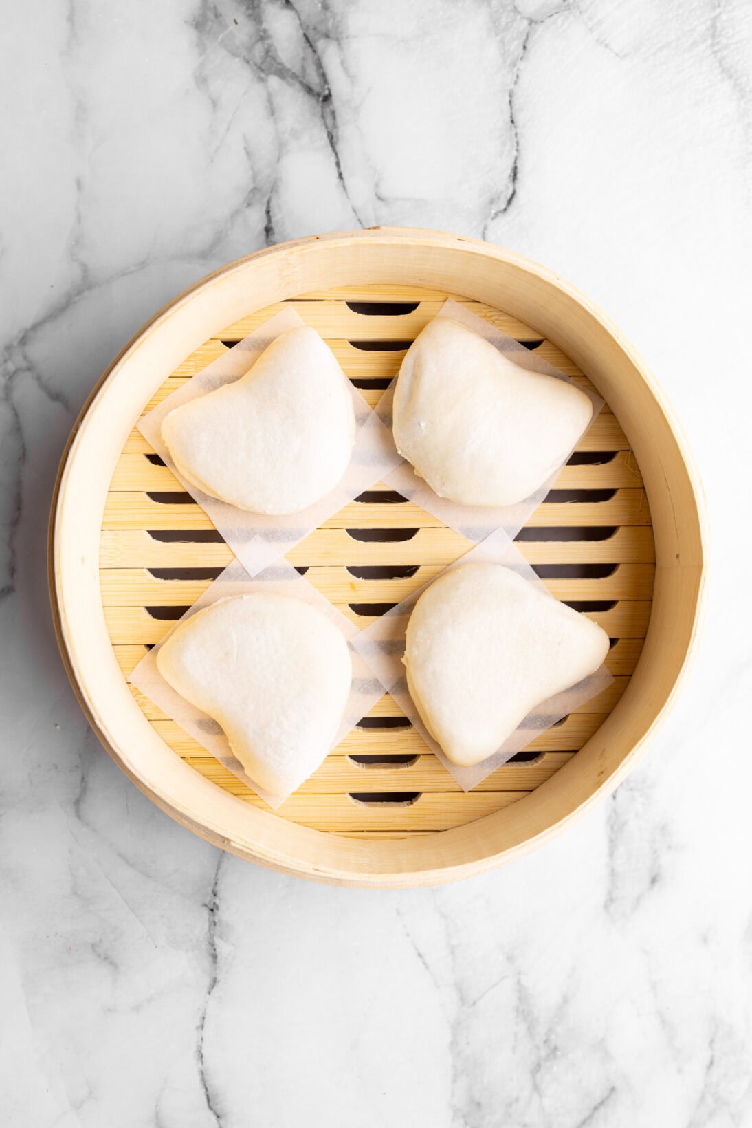 steaming the unstuffed bao buns