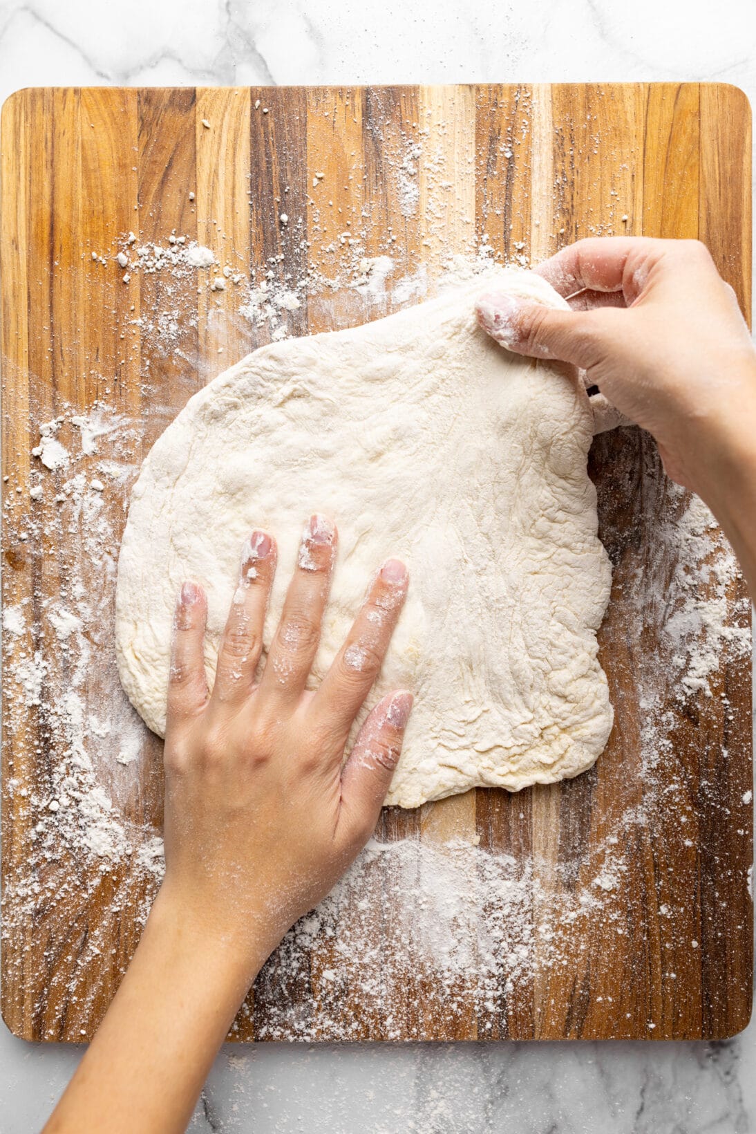 stretching the dough