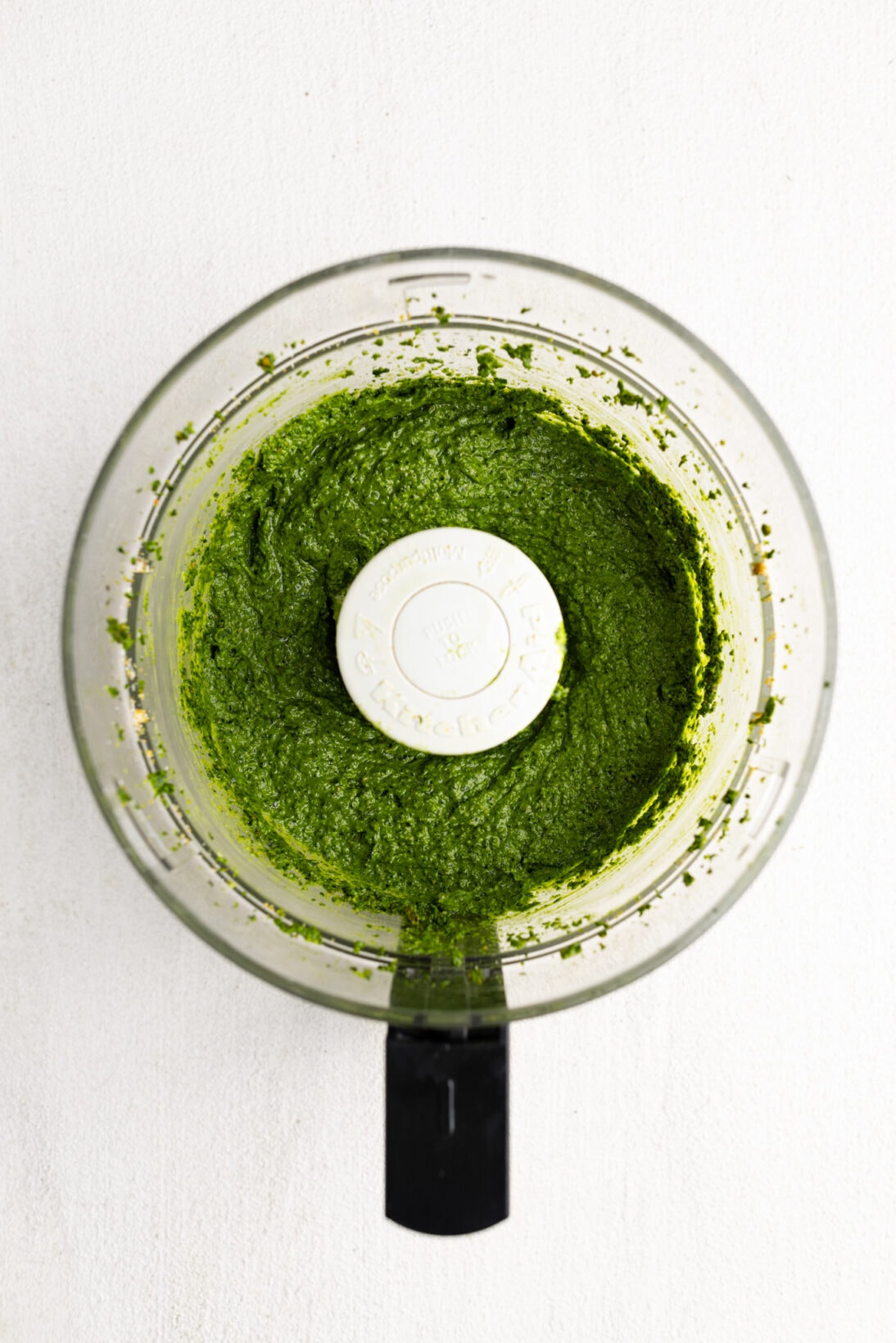 food processor; finished kale pesto.