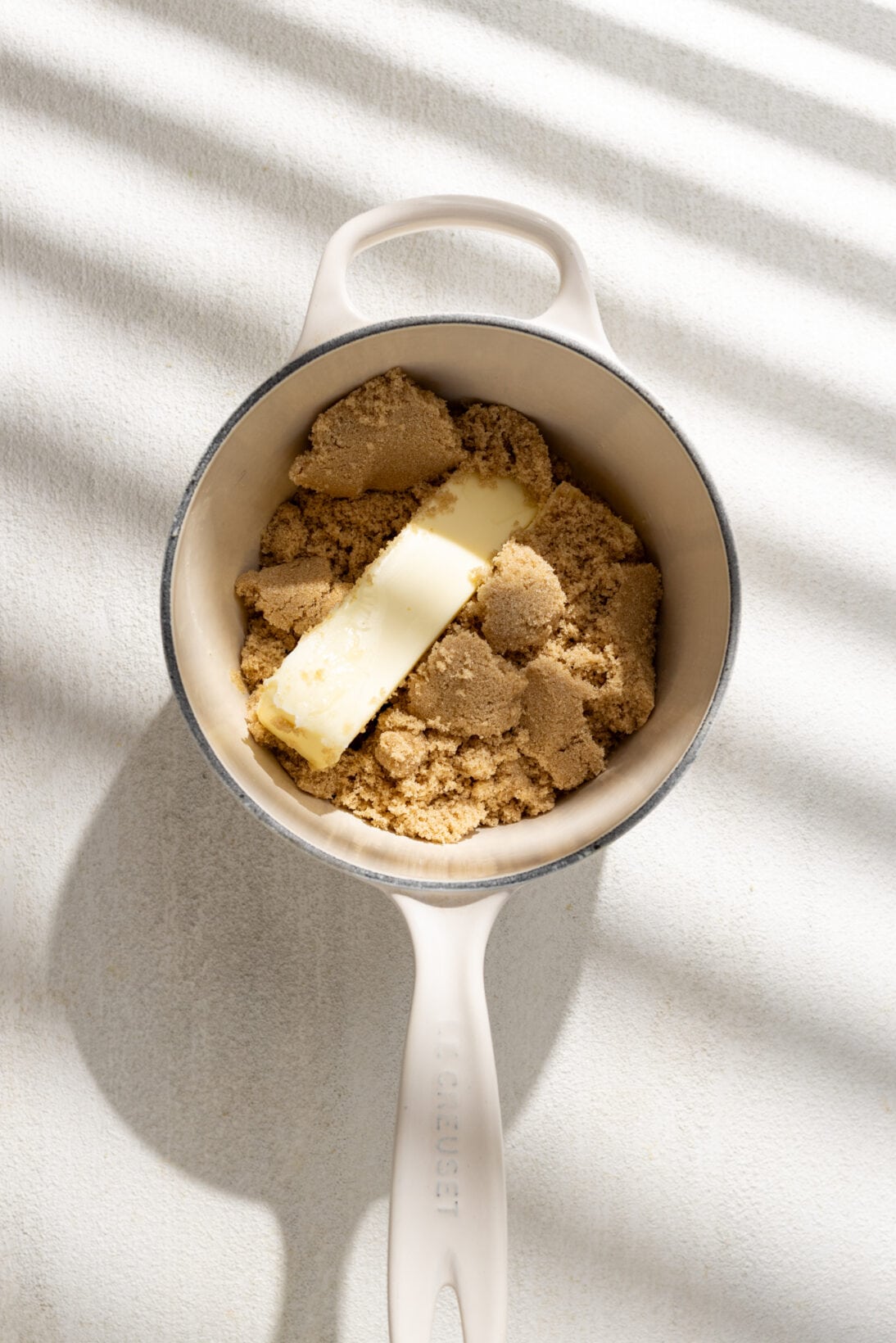 brown sugar and butter in a saucepan.