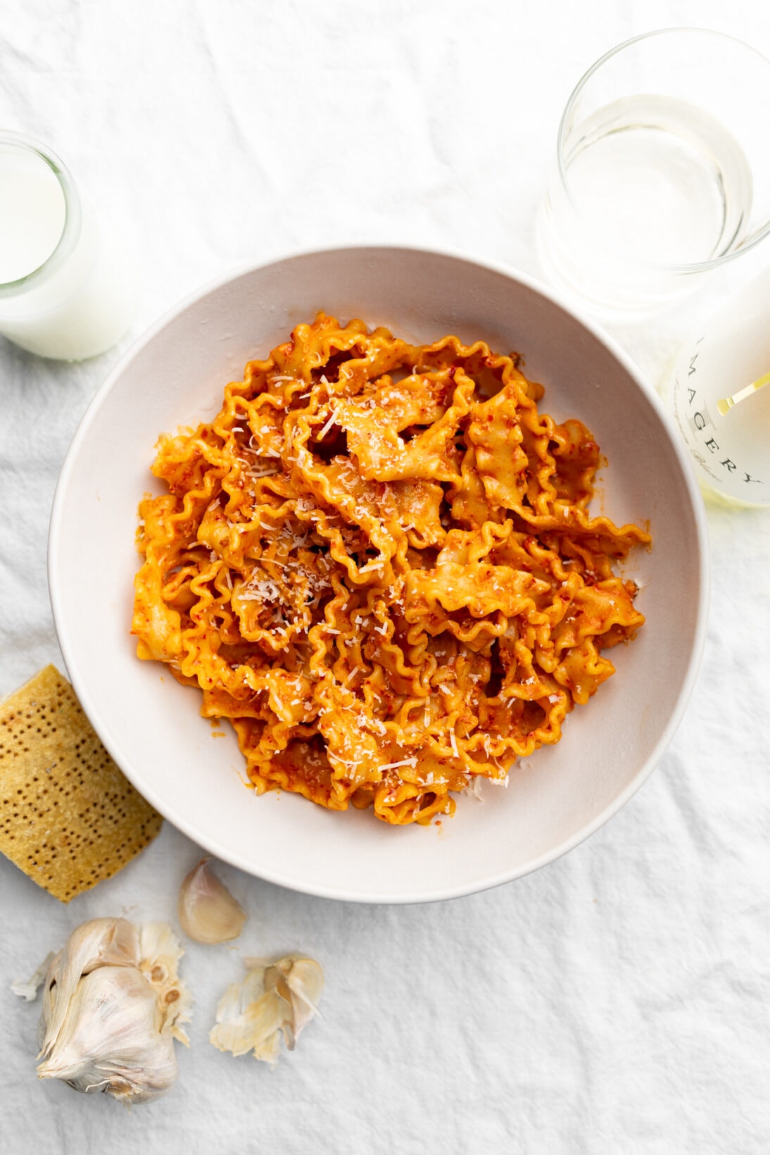 creamy nduja pasta in a bowl