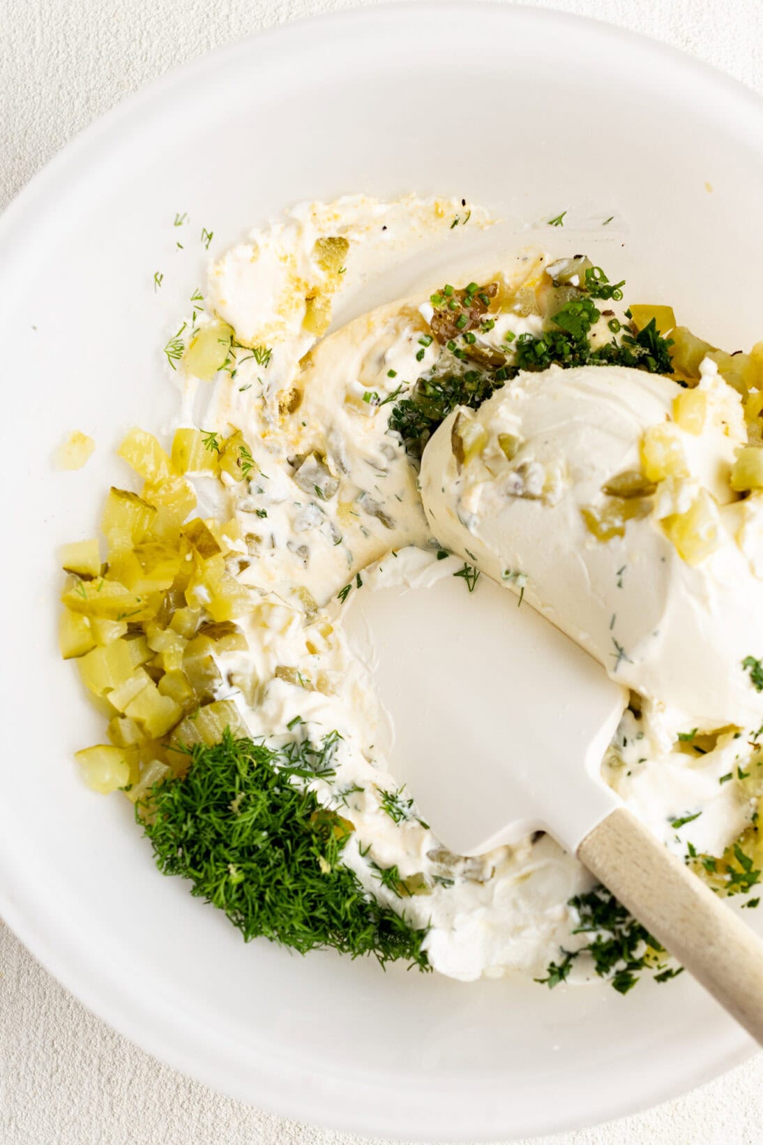 mixing the ingredients. 