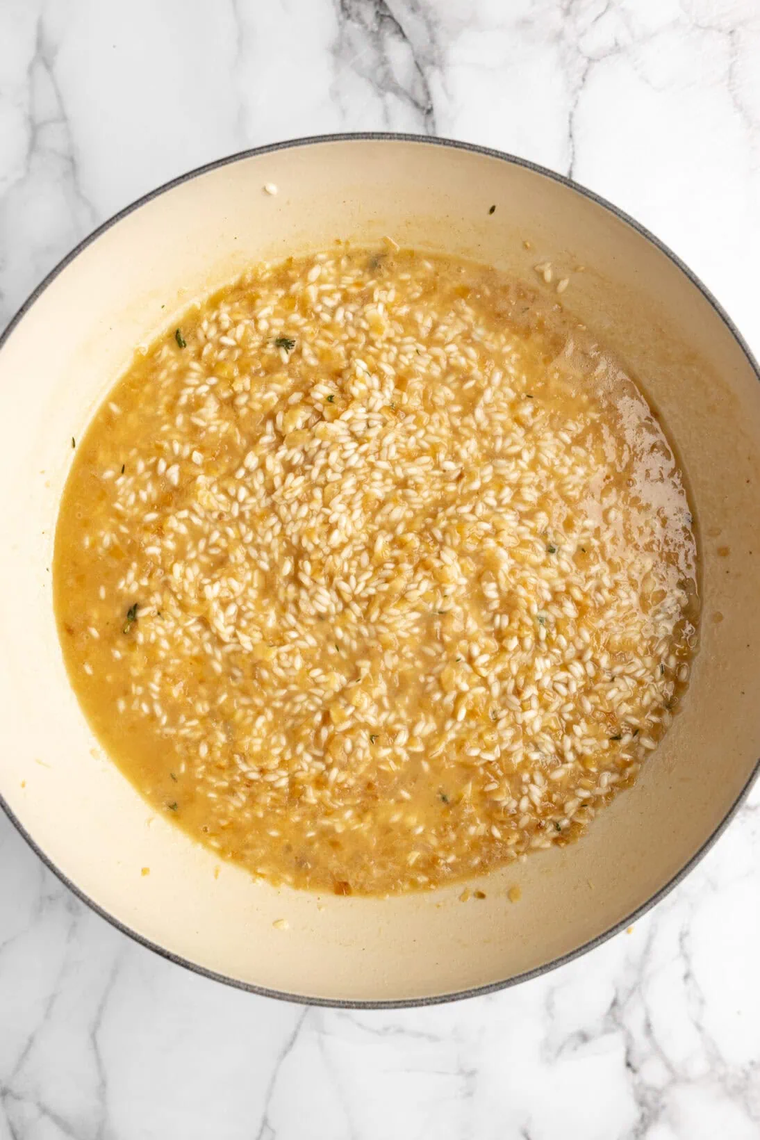 cooking the risotto