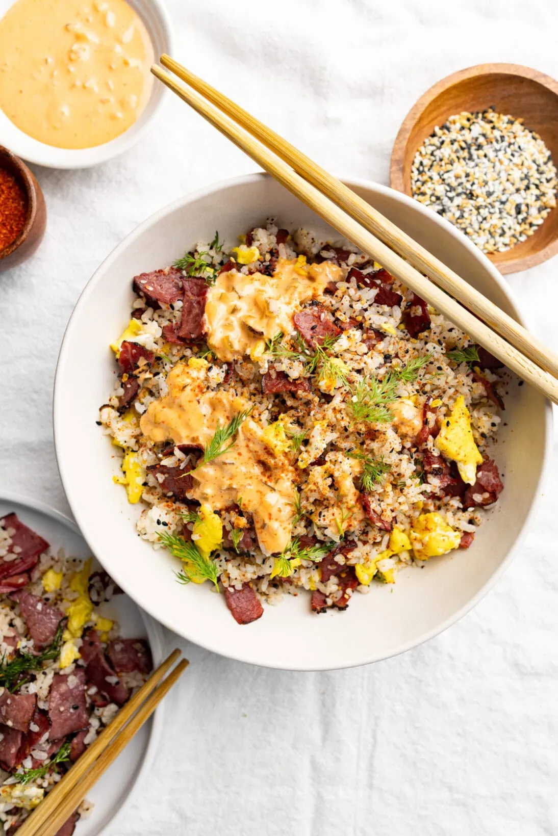 bowl of pastrami fried rice 