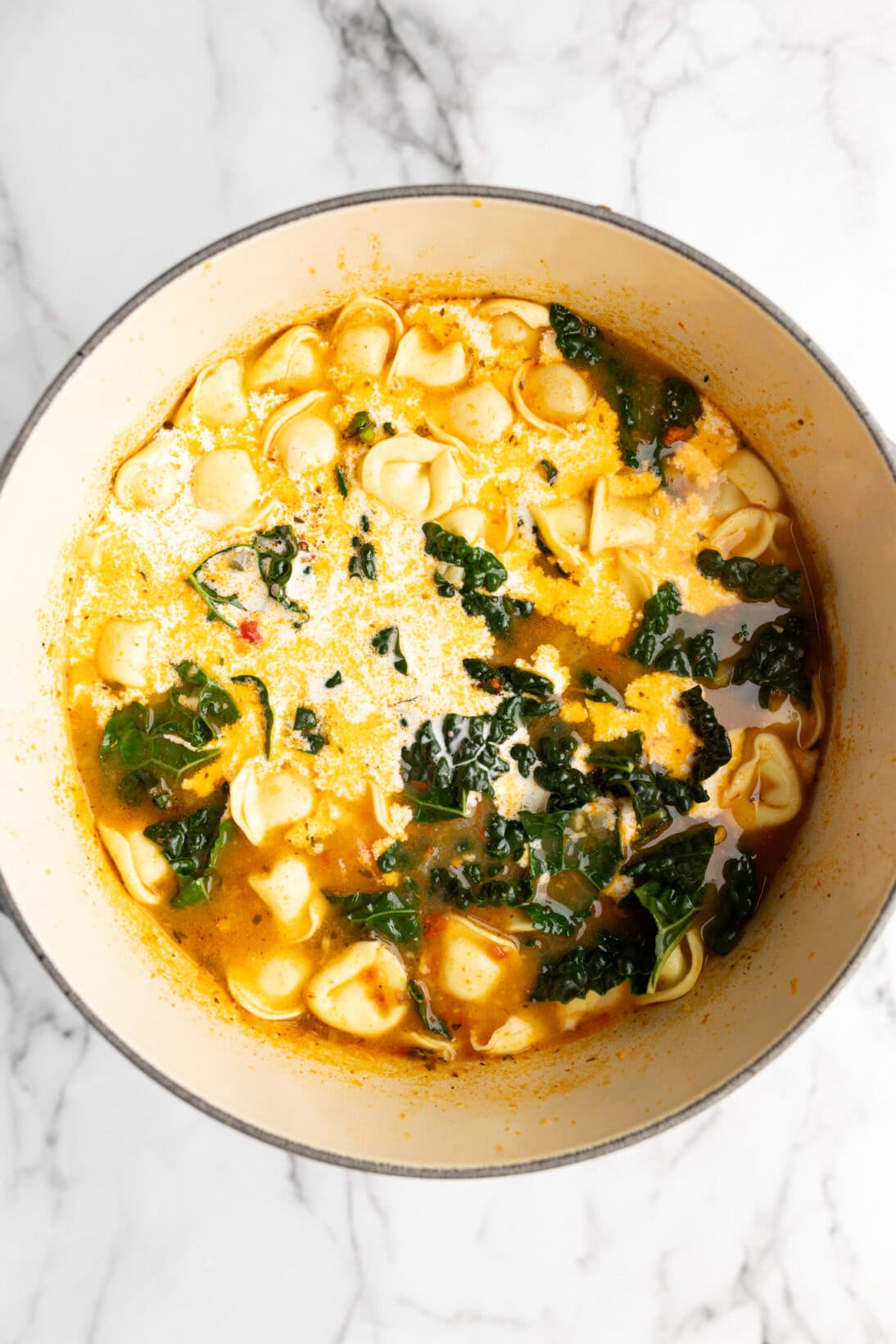 soup step by step: chicken kale and heavy cream added in. 