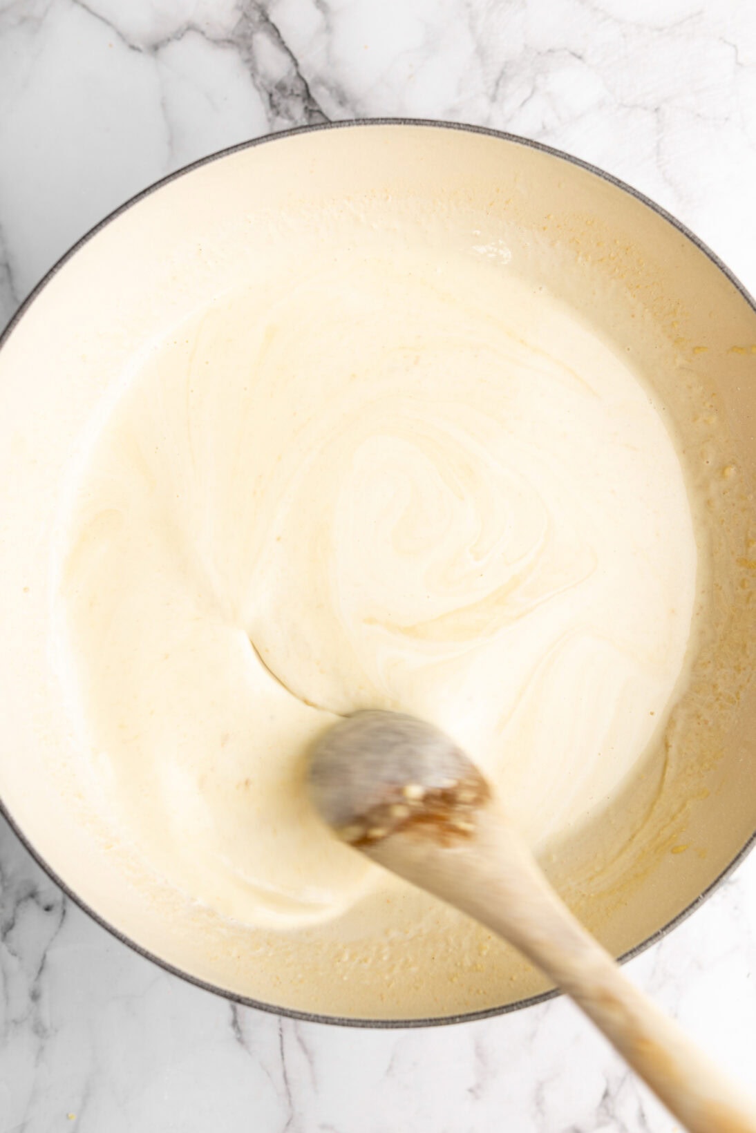 step by step process: added the heavy cream