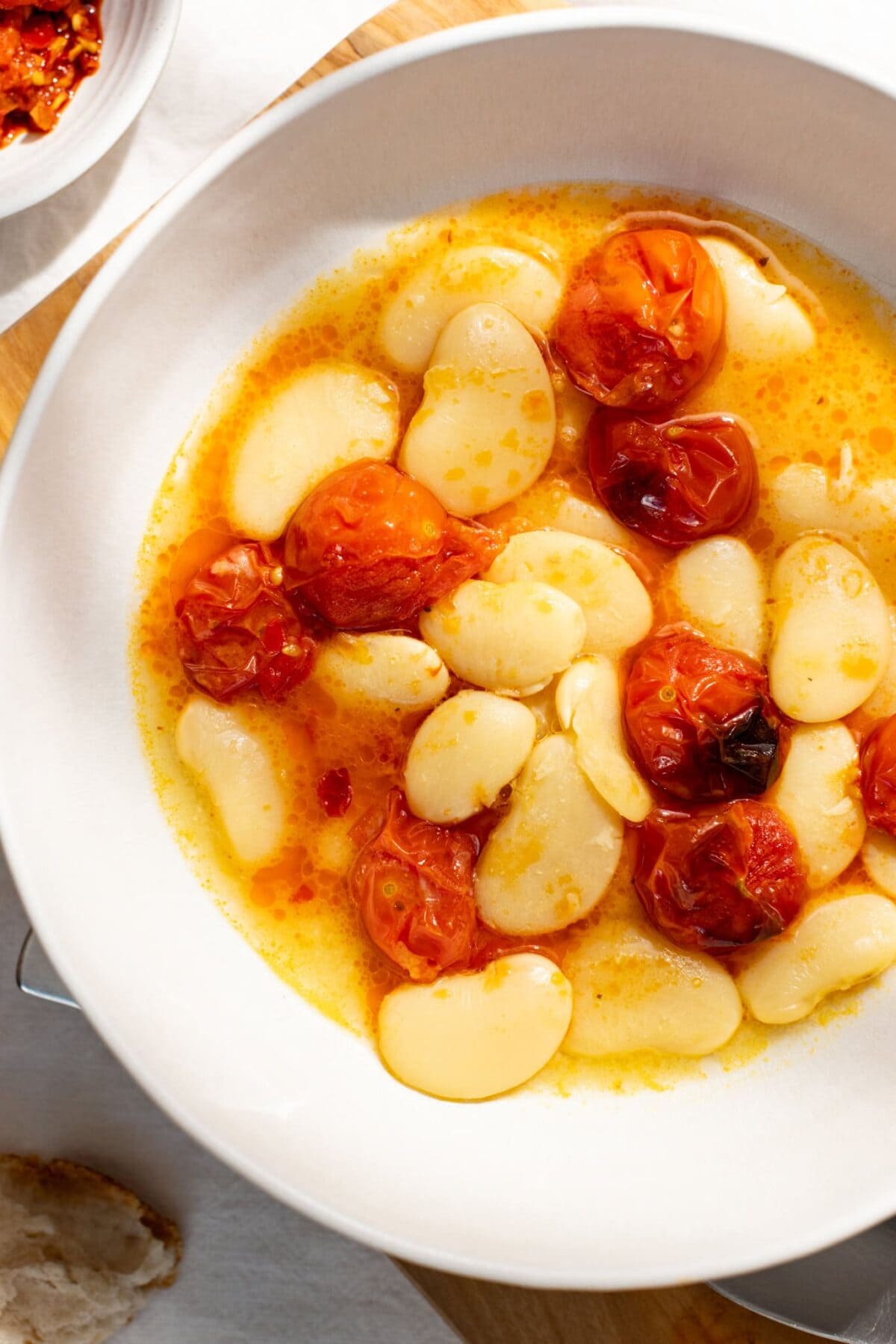 Spicy Brothy Miso Beans (with roasted tomatoes)