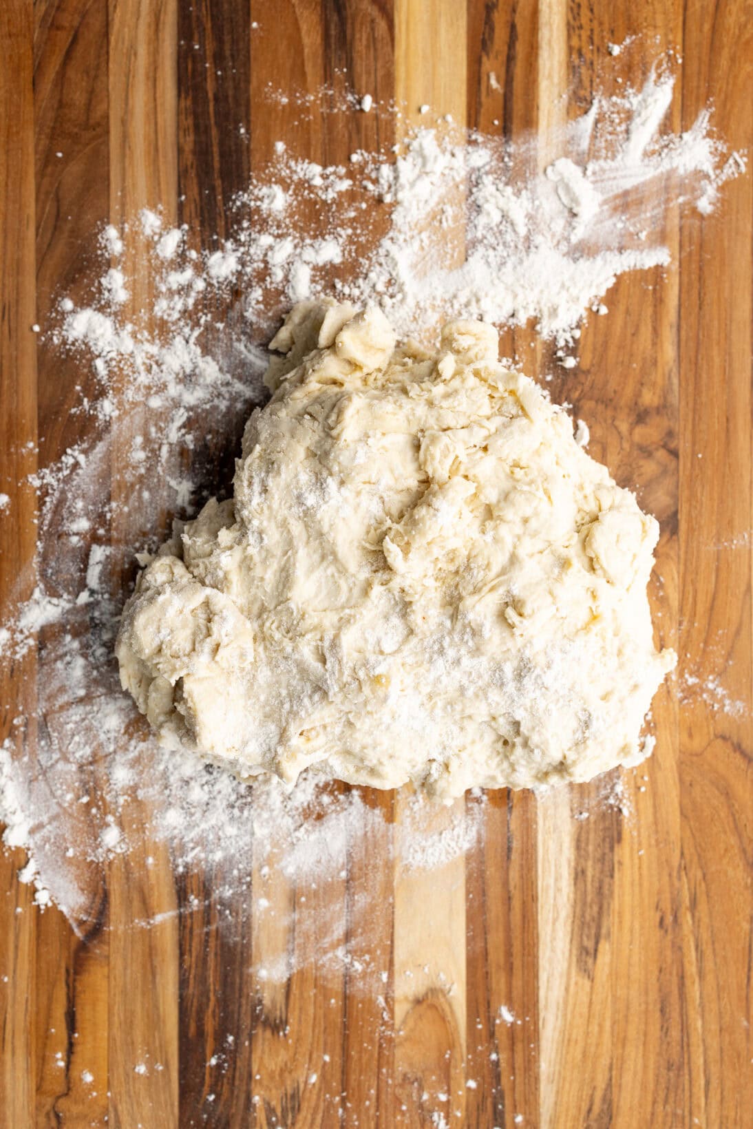shaggy dough ready to knead.
