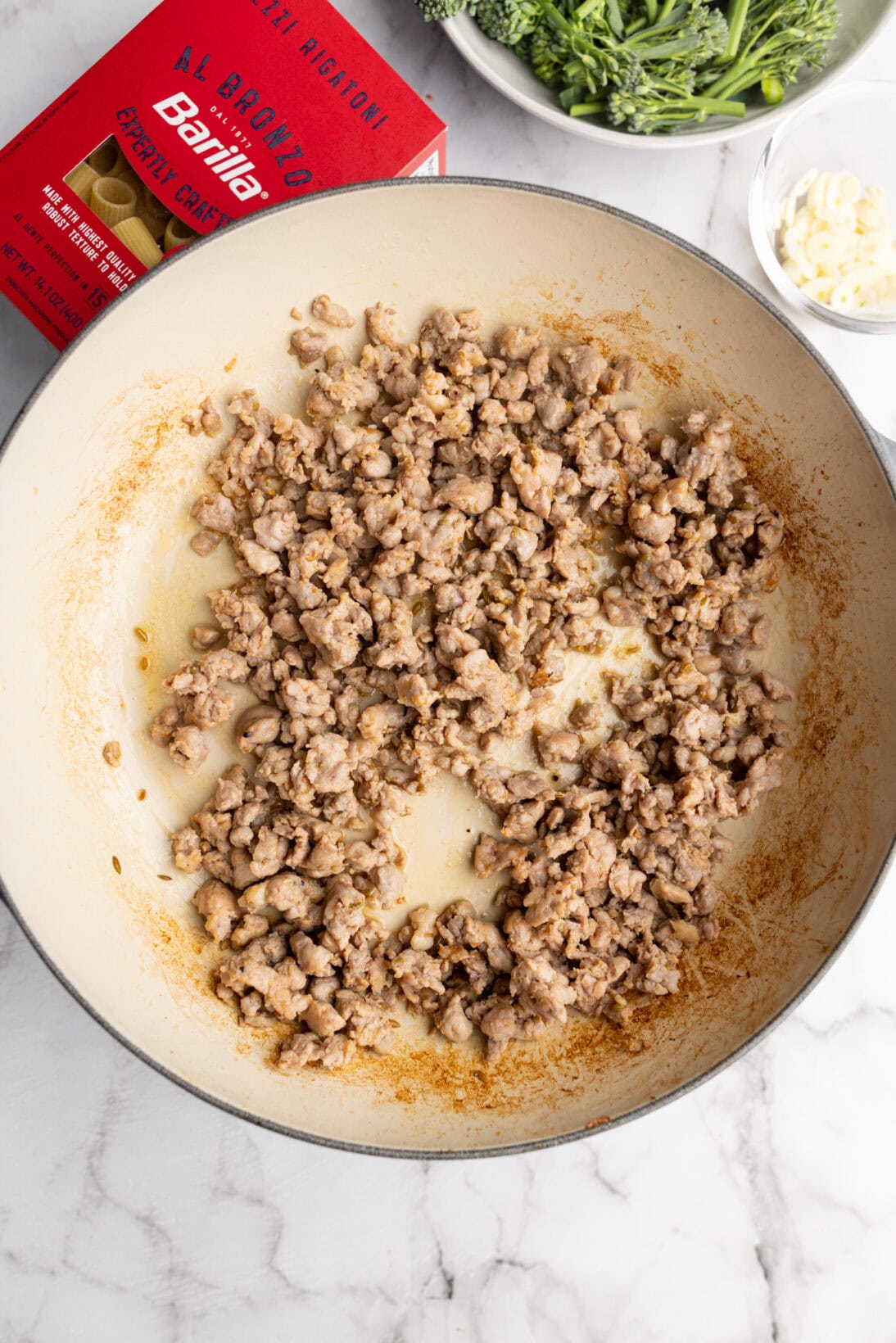 browned Italian sausage