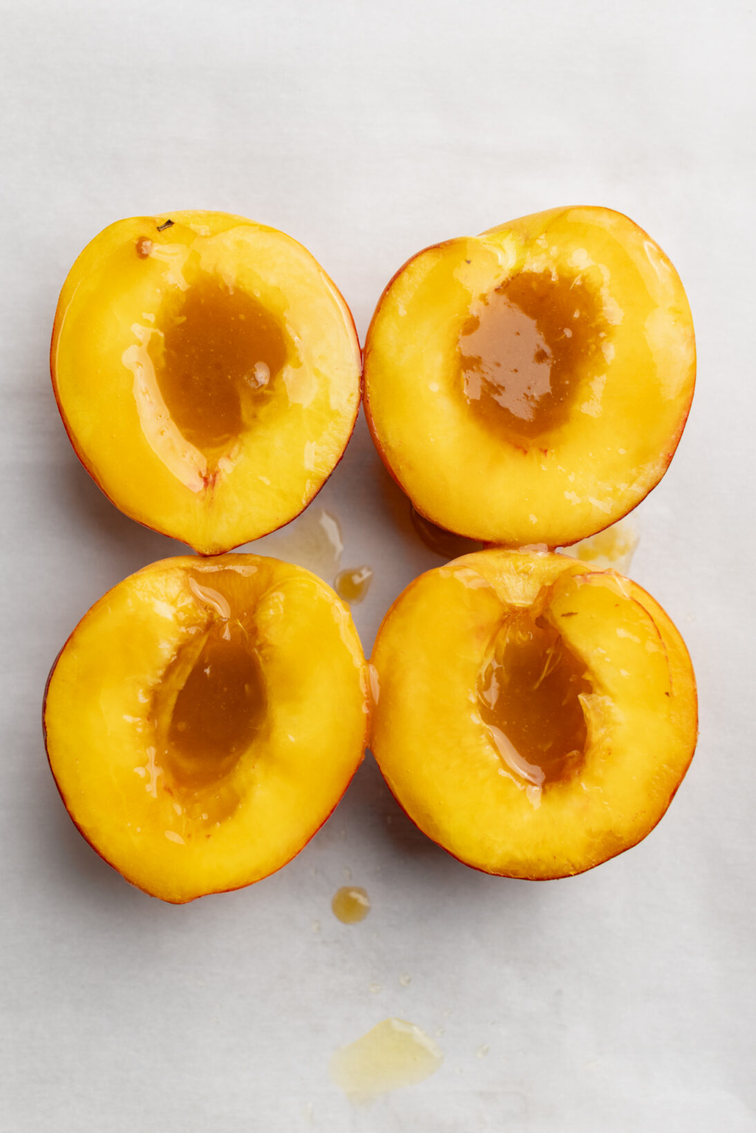 the air fryer peaches covered in brown sugar butter