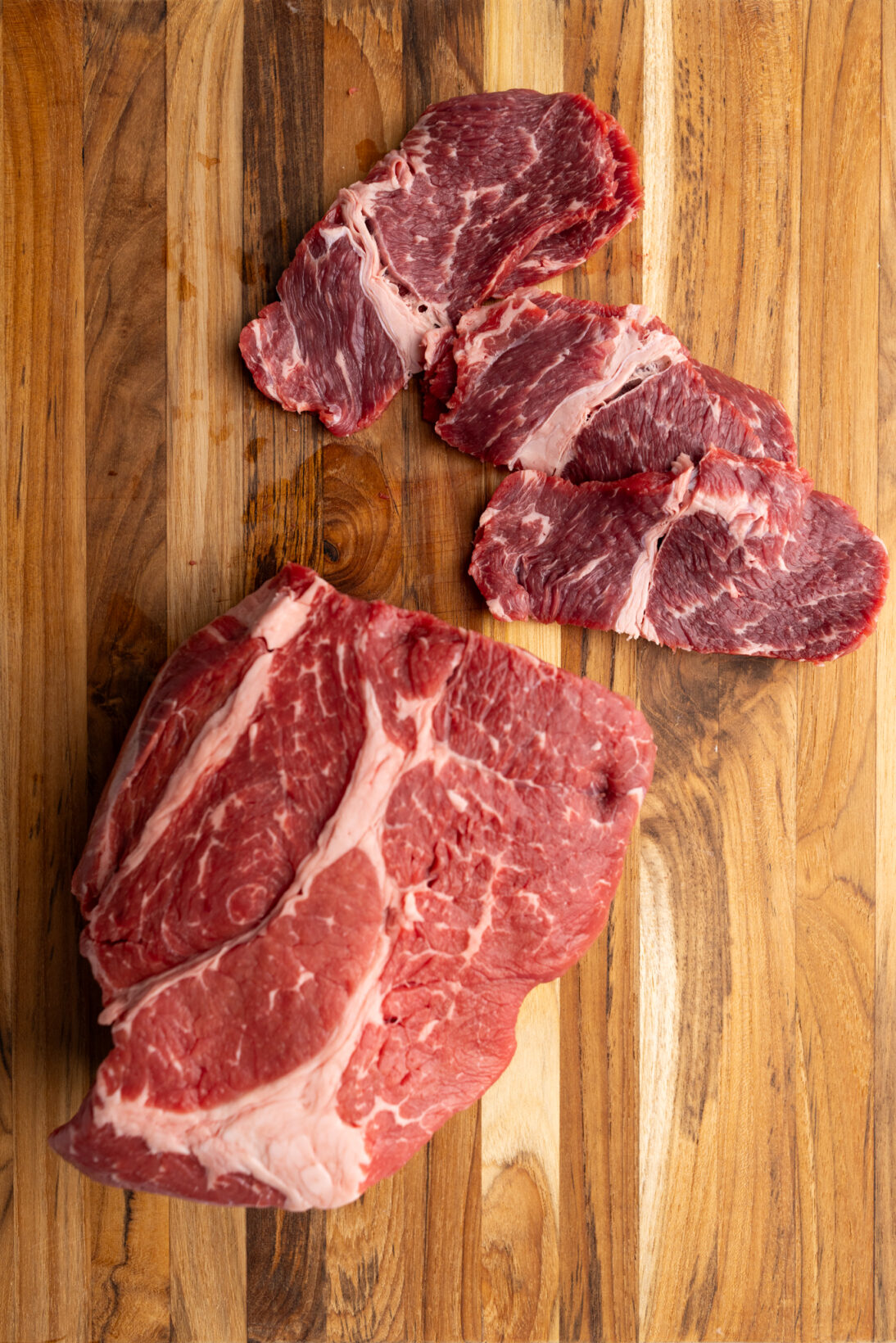 cutting the beef against the grain