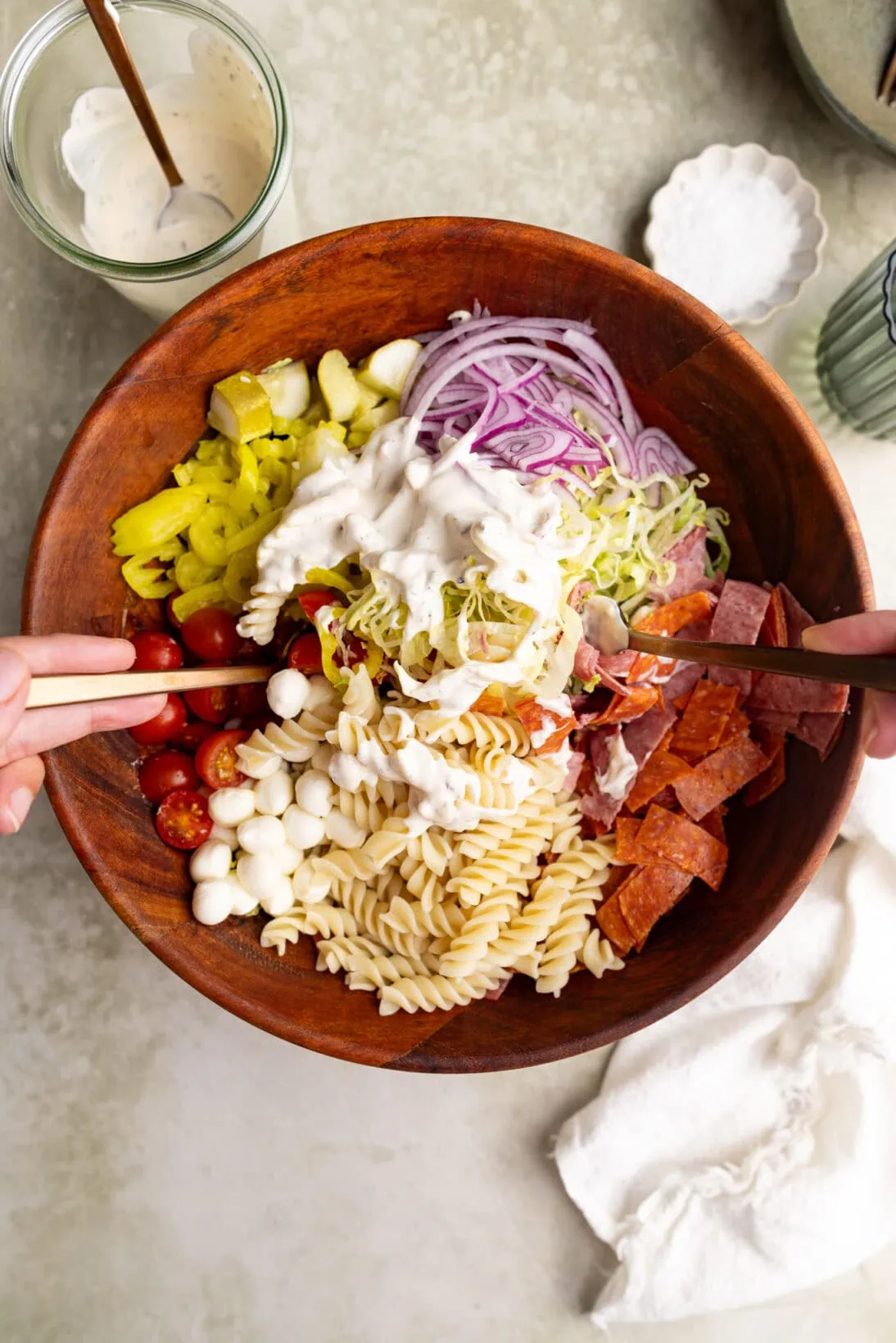 tossing the salad