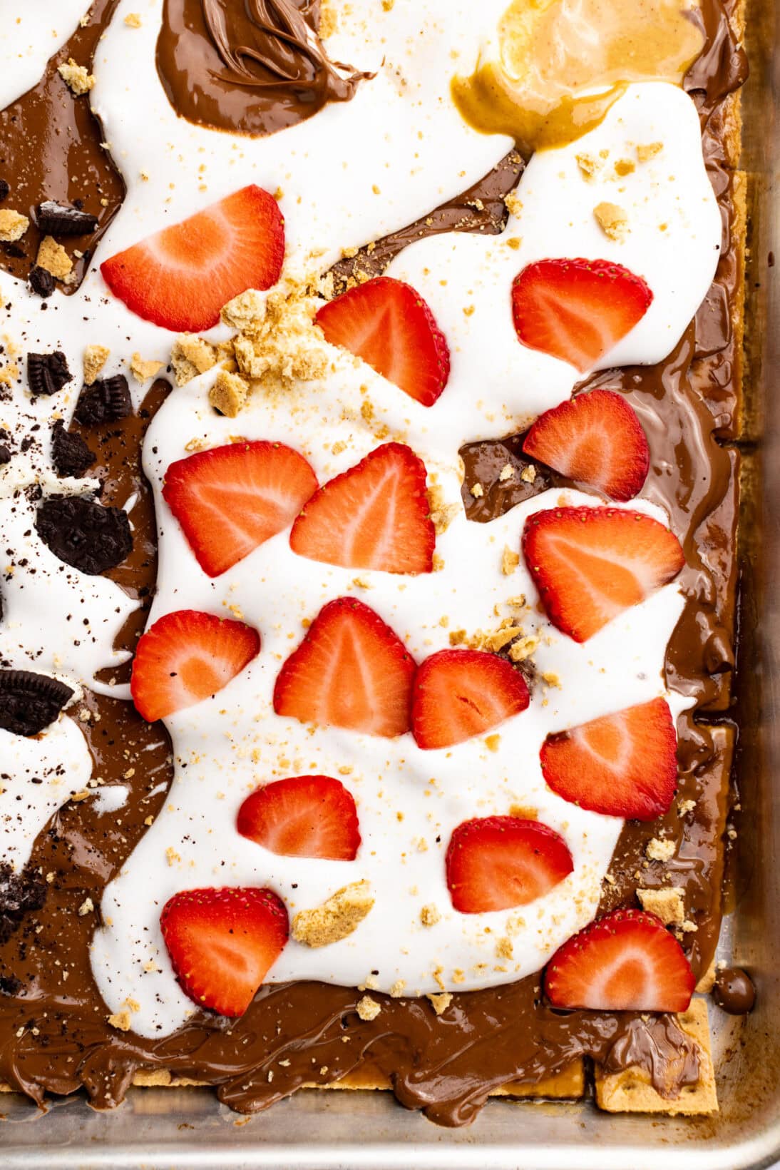 s'mores graham cracker toffee (with strawberries) 