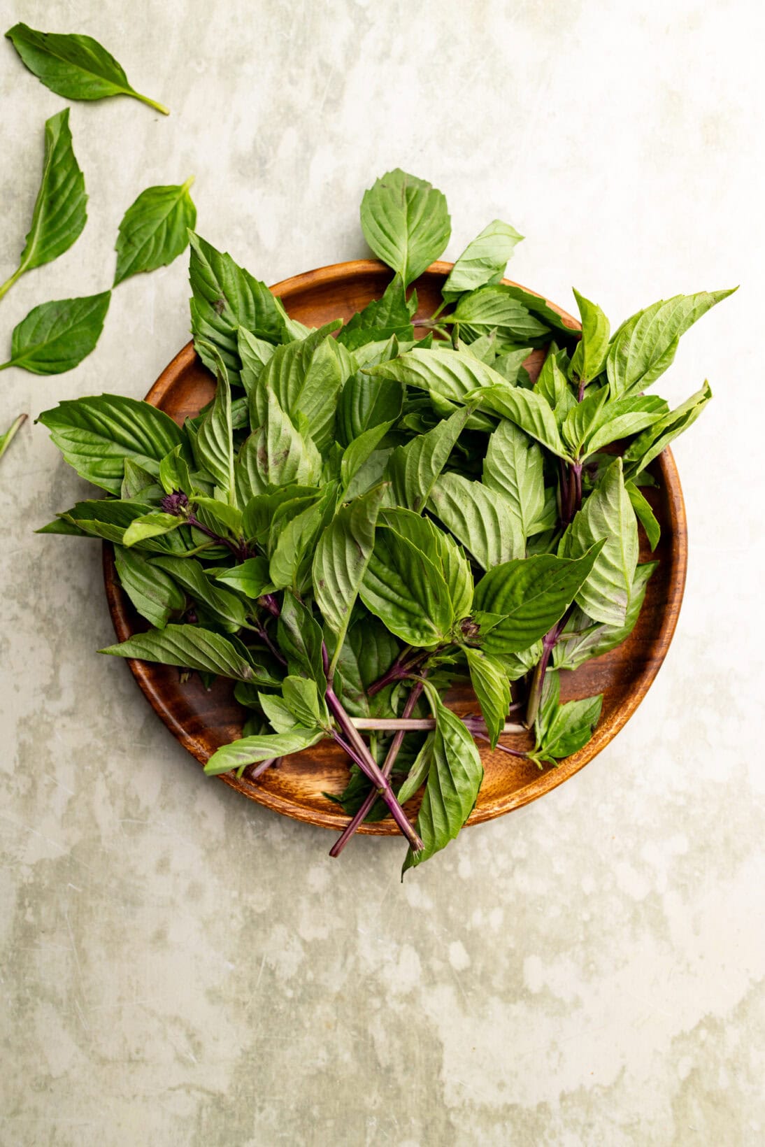 Thai basil in a bowl