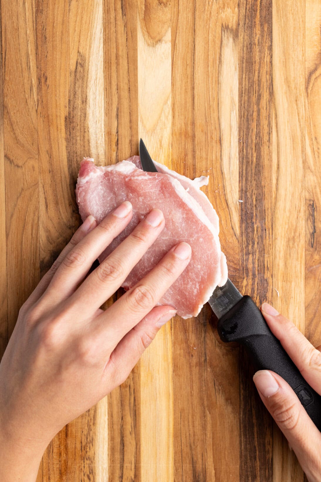 butterflying the pork chop