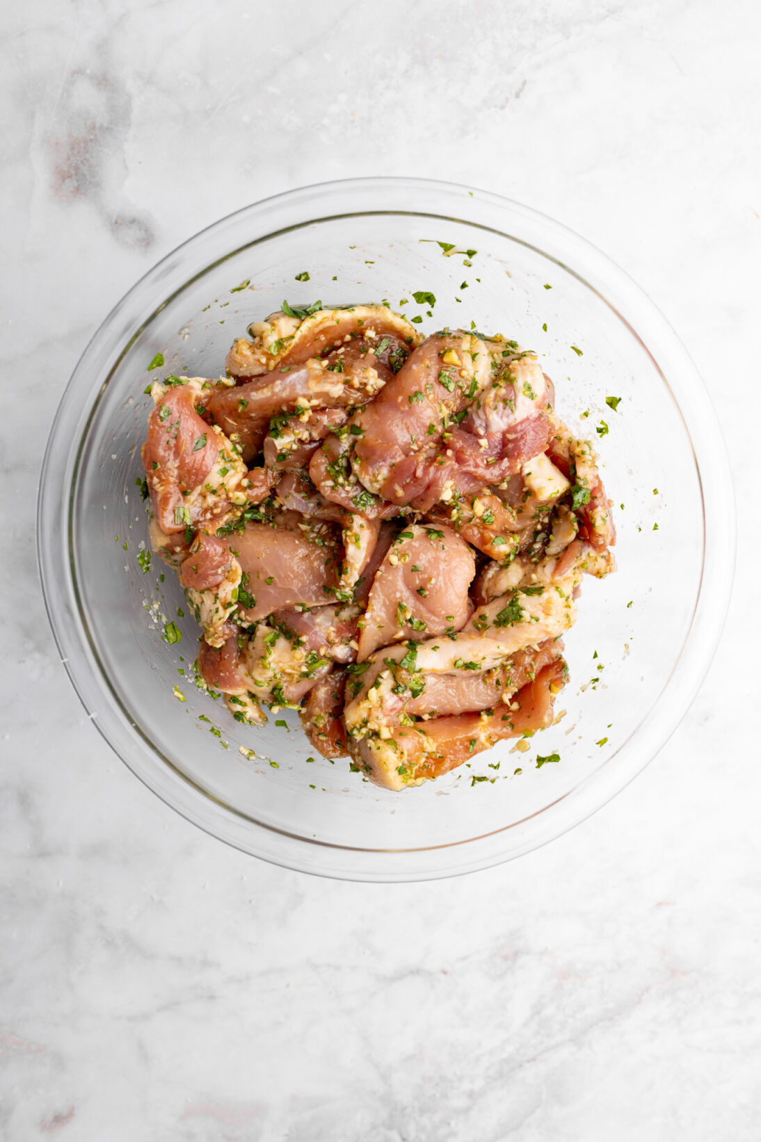 bowl of marinating pork