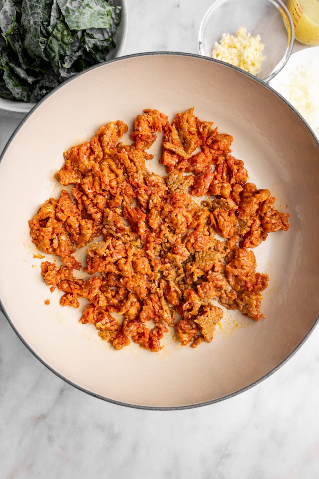 step by step photo: smaller pieces of sausage. 