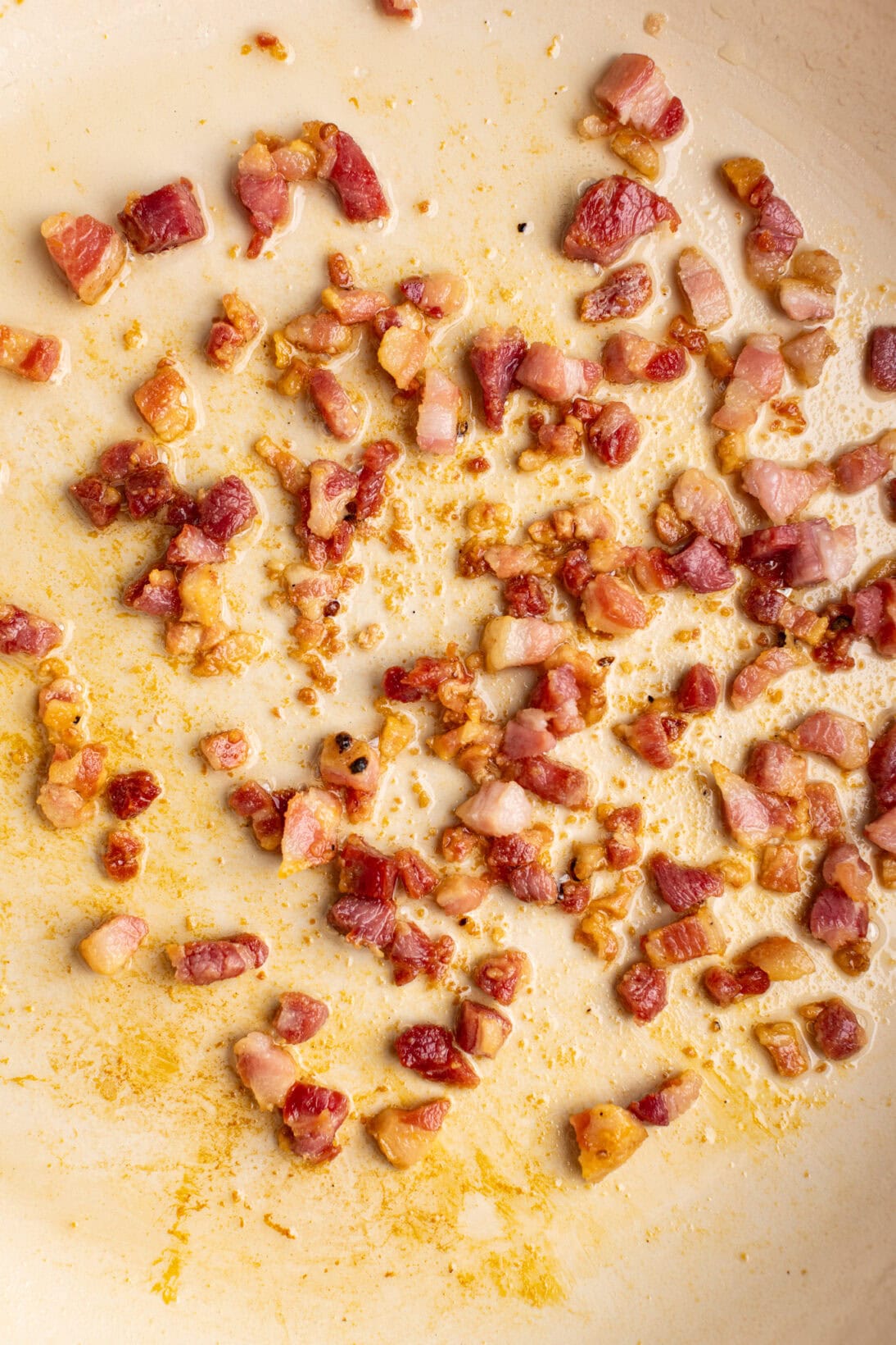 rendered down pancetta, crispy and brown