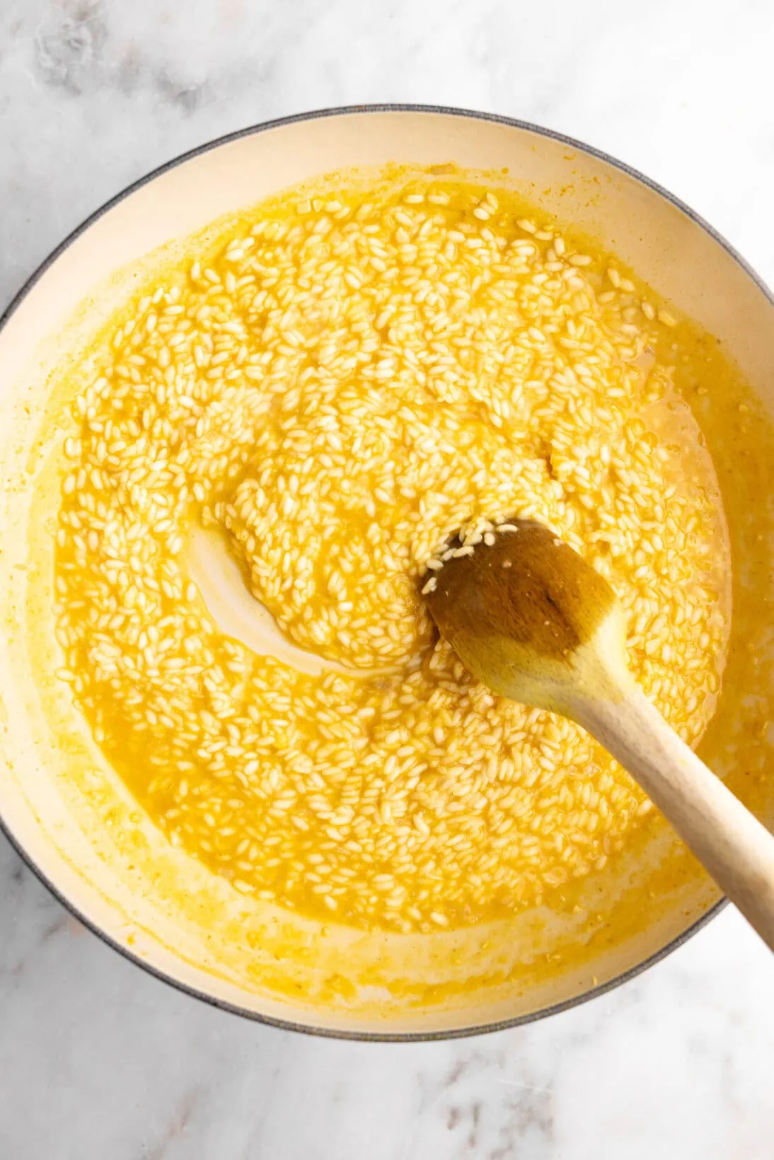 step by step: mid-cook for the pumpkin risotto