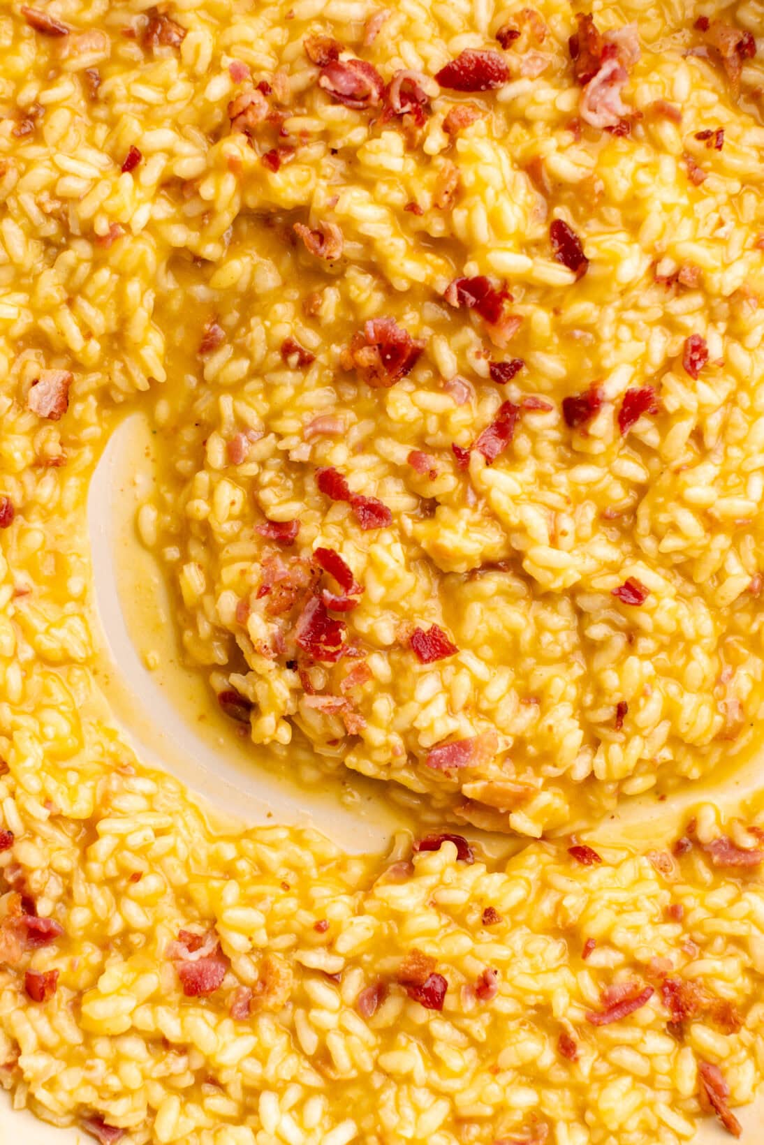 up close bacon pumpkin risotto