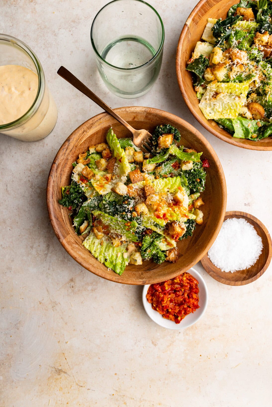 served spicy Caesar salad