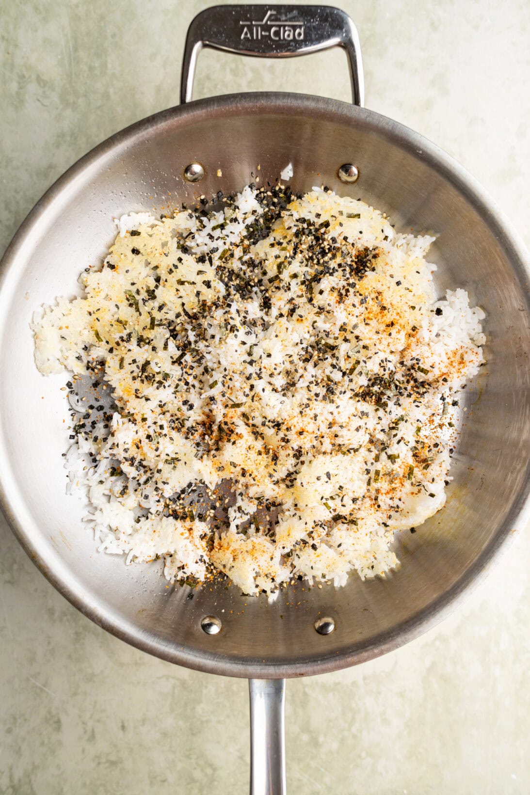 crispy rice with furikake and togarashi