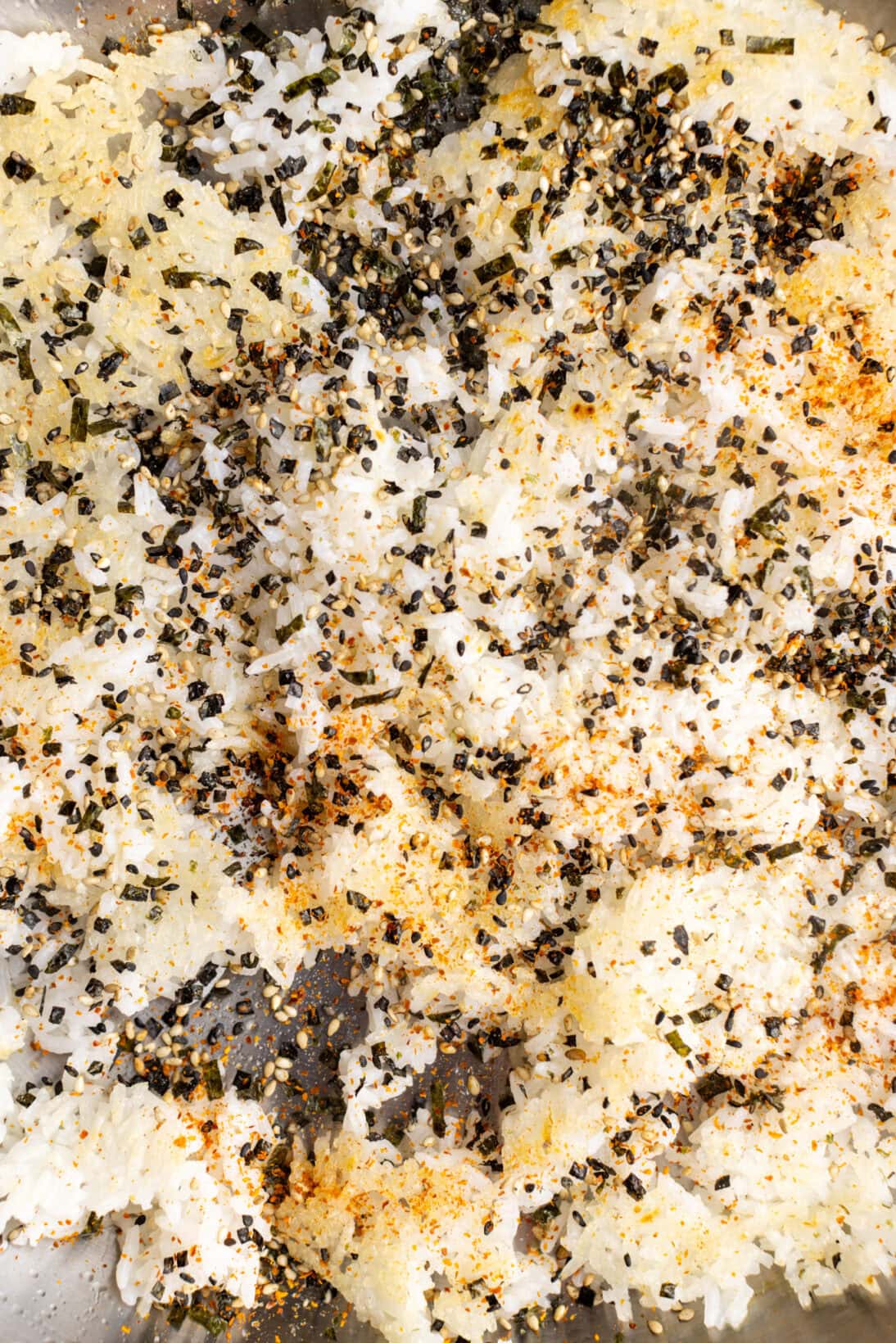 crispy rice with furikake and togarashi
