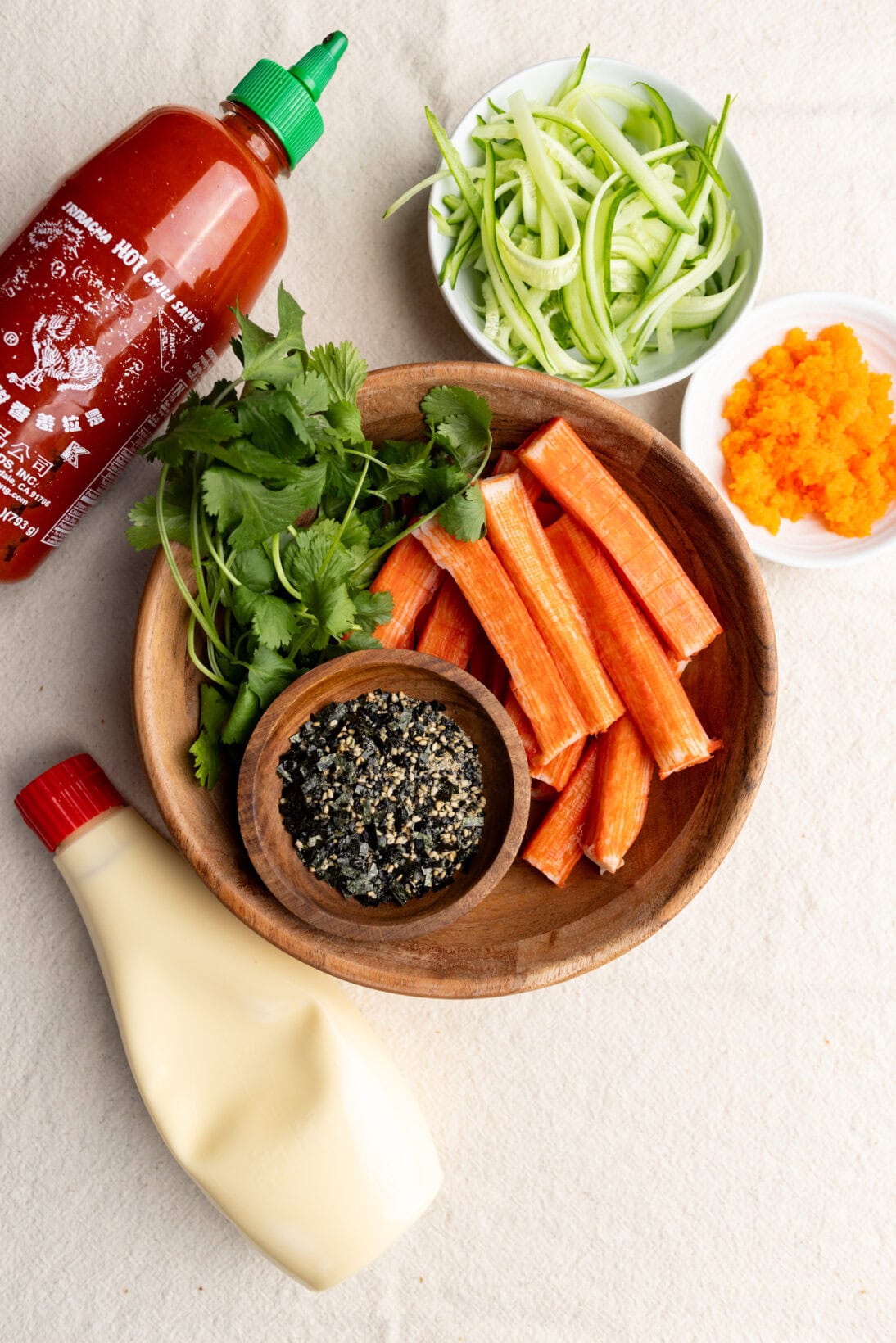 ingredients for spicy kani salad