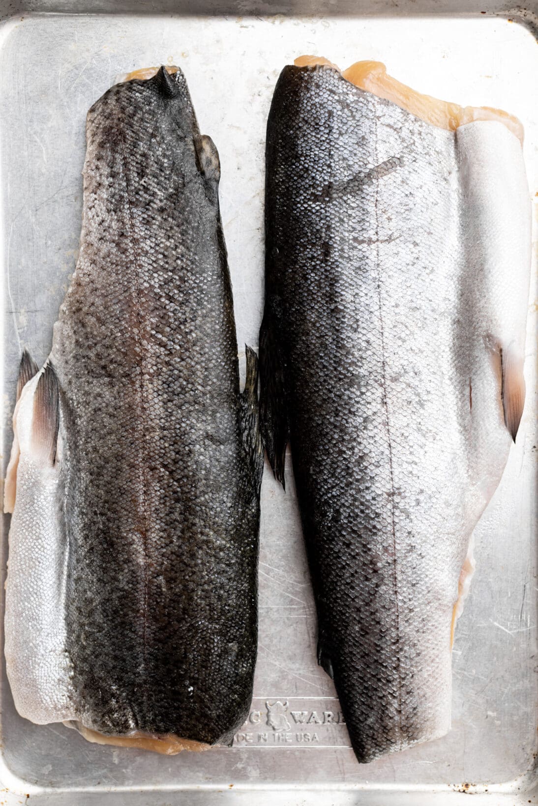 two butterflied trout fillets