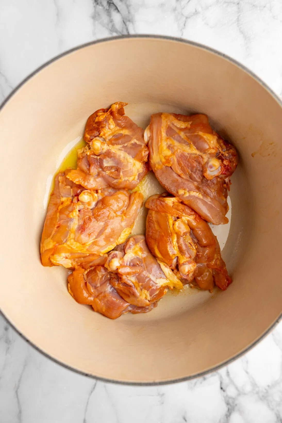 searing the chicken