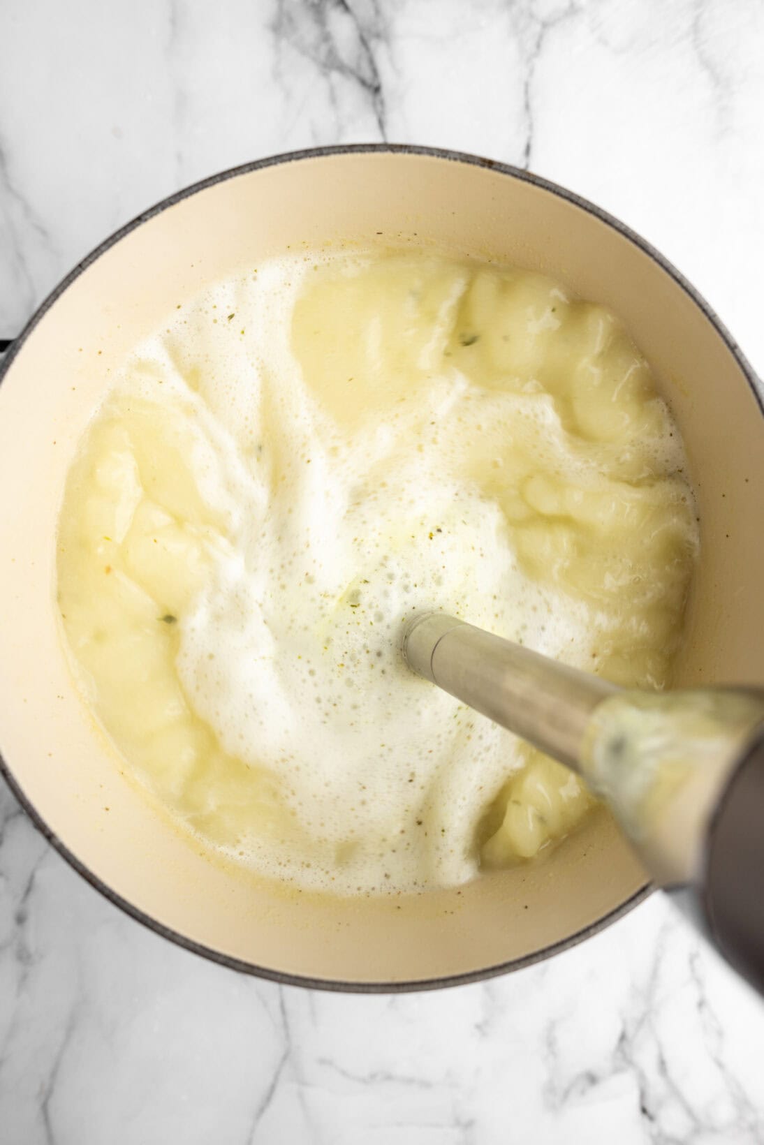 step by step: blending the soup until smooth