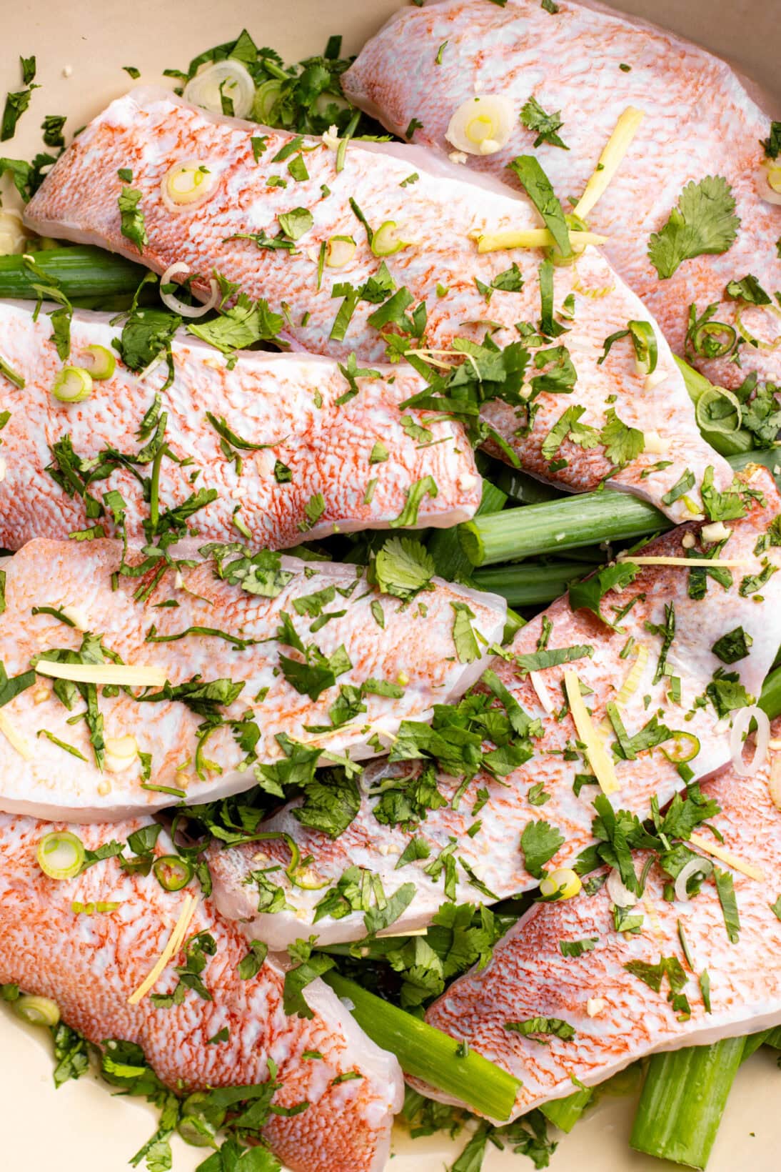 Asian steamed fish in pan