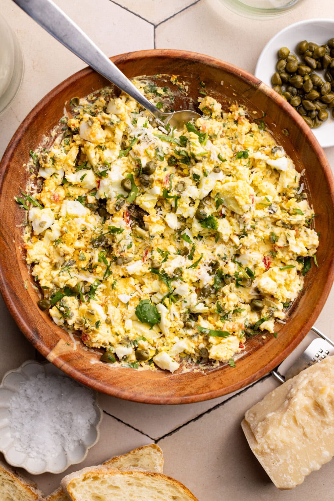 finished, combined spicy egg salad