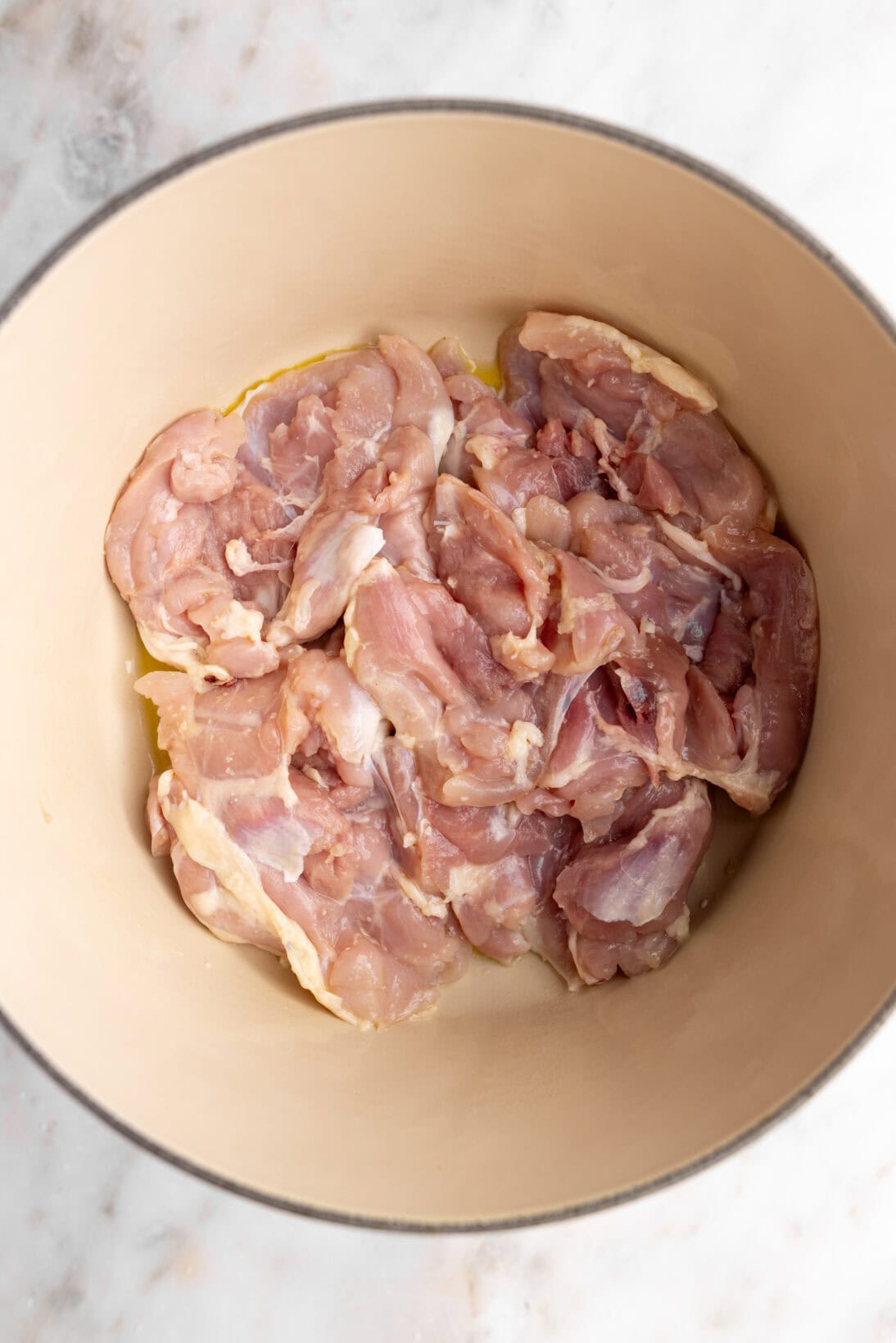 step by step: searing the chicken thighs