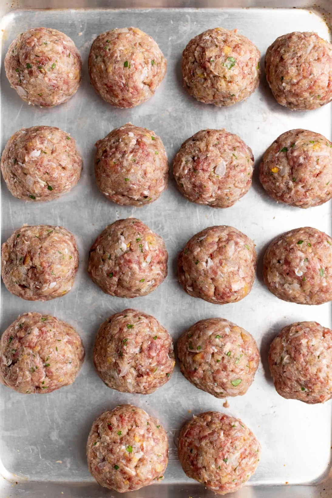 step by step: meatballs on a sheet tray