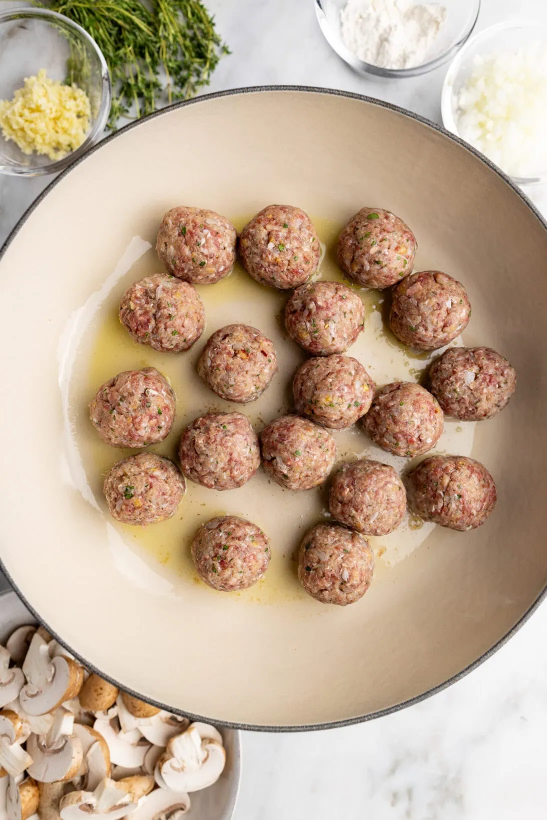step by step: searing the meatballs (raw)